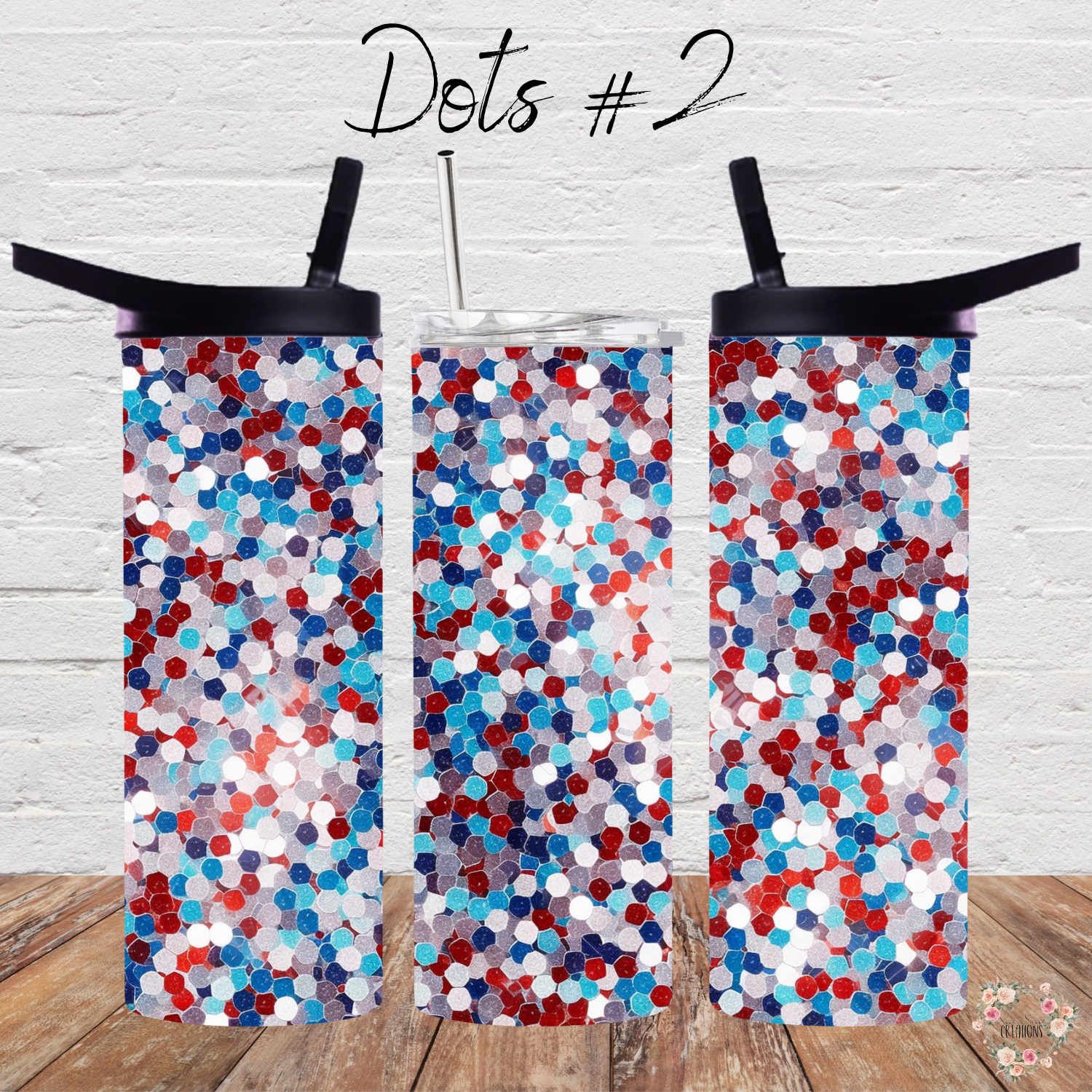 Red White & Blue Tumbler – Patriotic Confetti Design (Dots #2, USA Celebration Cup)
