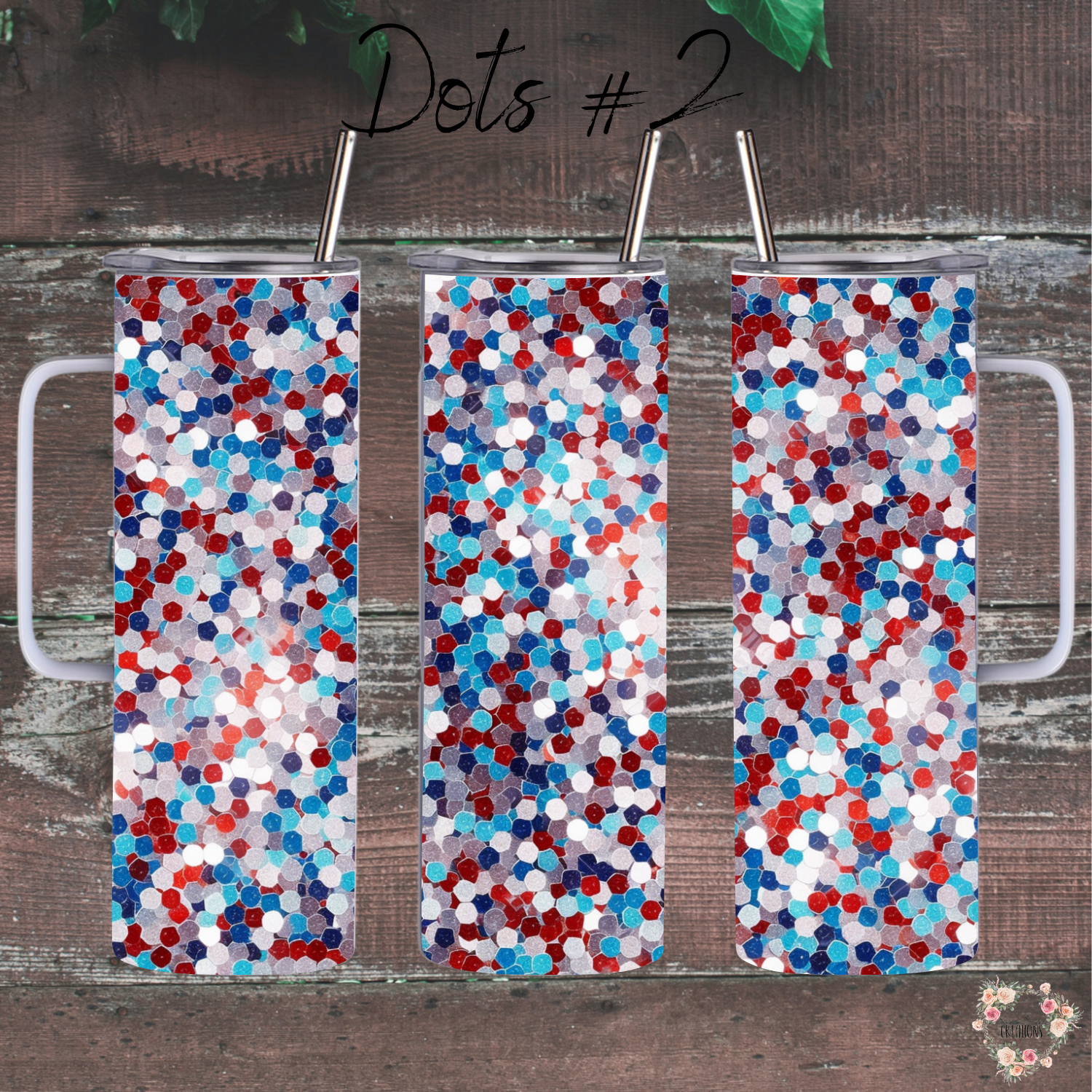 Red White & Blue Tumbler – Patriotic Confetti Design (Dots #2, USA Celebration Cup)