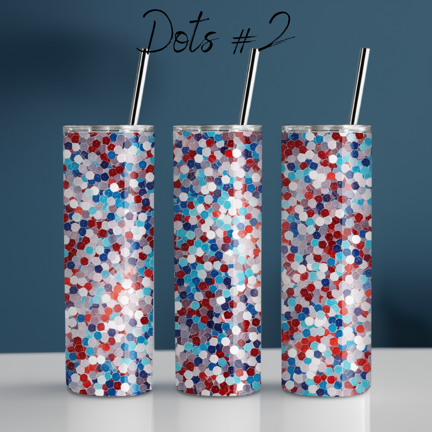 Red White & Blue Tumbler – Patriotic Confetti Design (Dots #2, USA Celebration Cup)