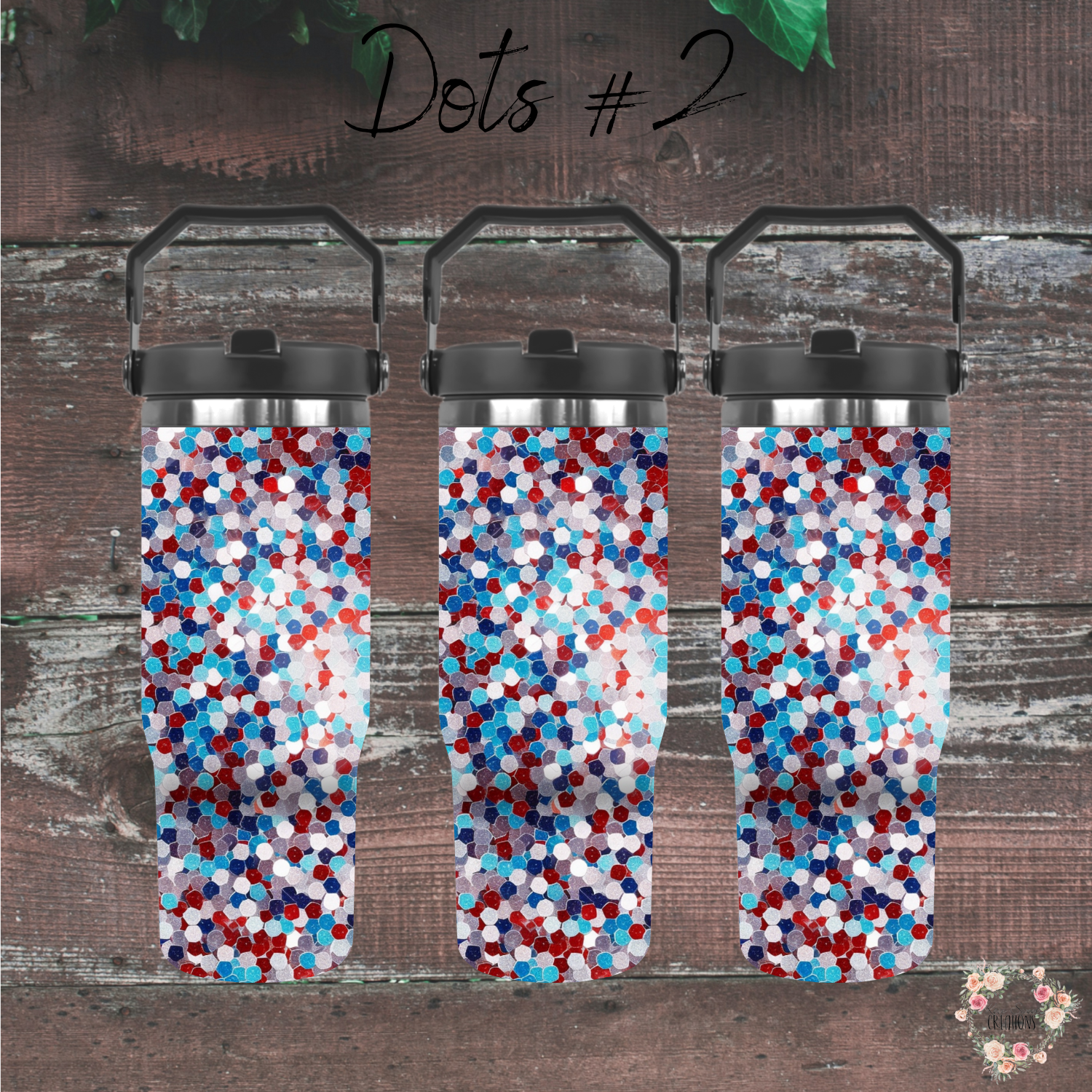 Red White & Blue Tumbler – Patriotic Confetti Design (Dots #2, USA Celebration Cup)