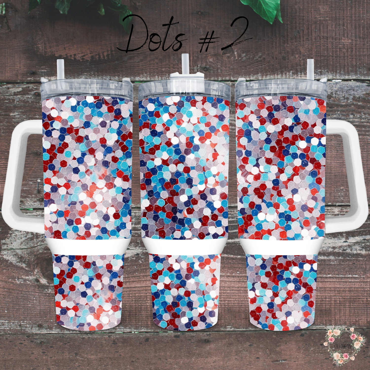 Red White & Blue Tumbler – Patriotic Confetti Design (Dots #2, USA Celebration Cup)