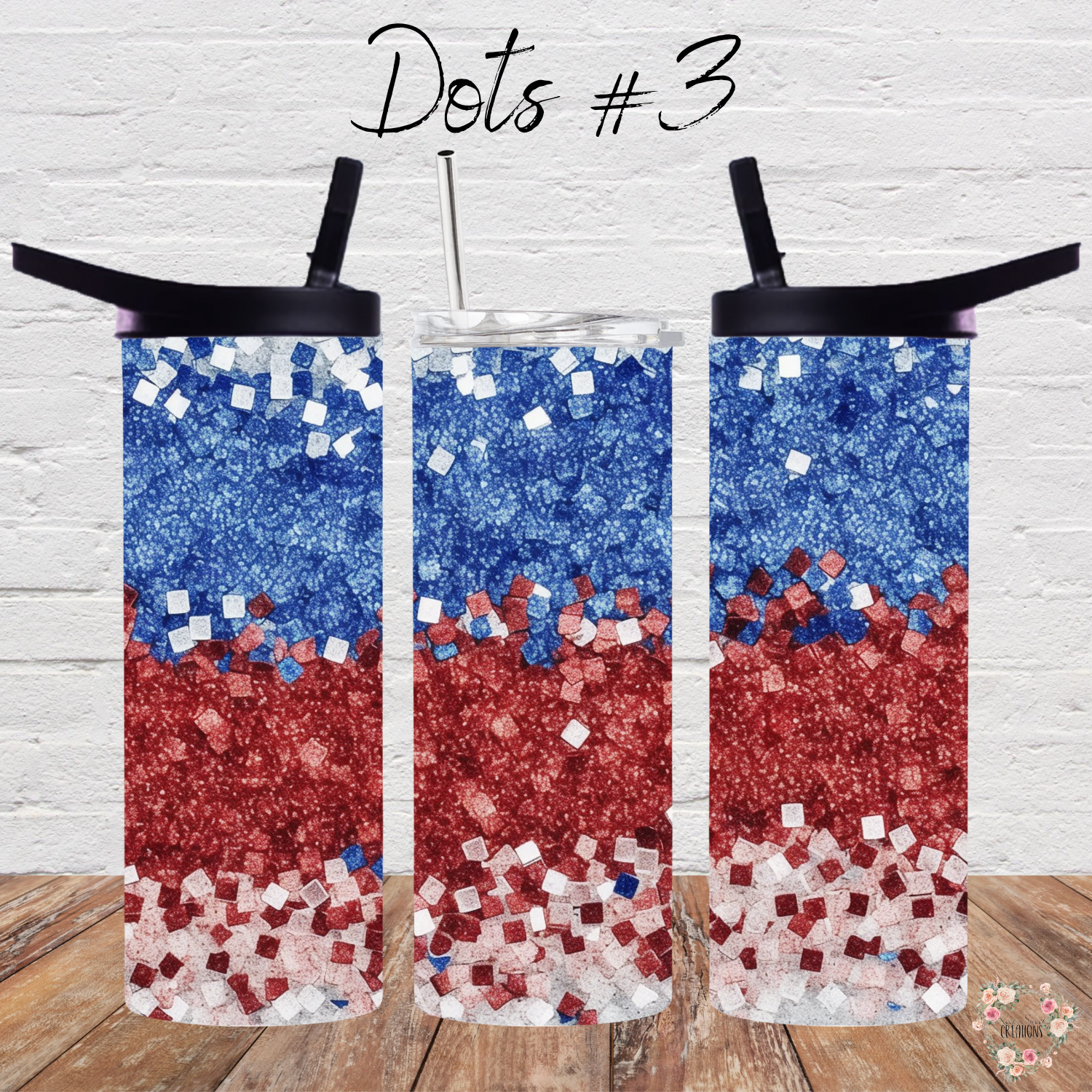 Red White & Blue Confetti Tumbler – Dots #3 Patriotic Cup for 4th of July & Summer