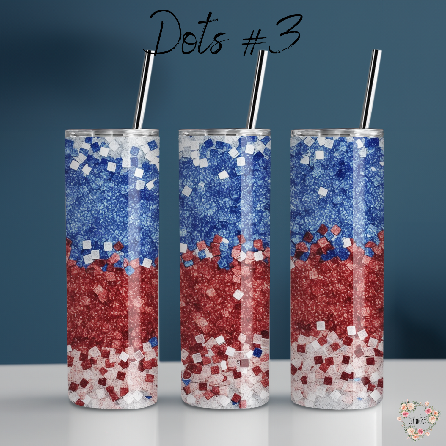 Red White & Blue Confetti Tumbler – Dots #3 Patriotic Cup for 4th of July & Summer