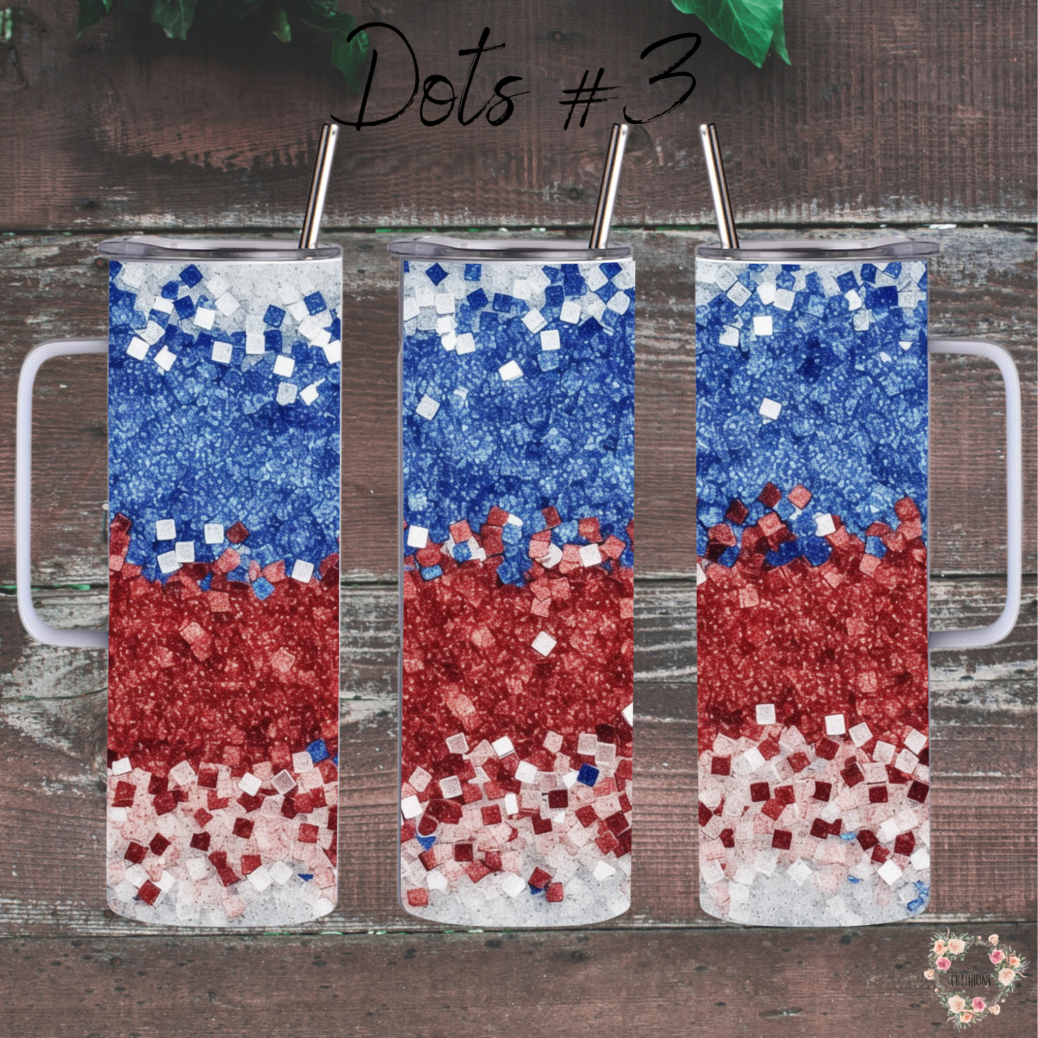 Red White & Blue Confetti Tumbler – Dots #3 Patriotic Cup for 4th of July & Summer