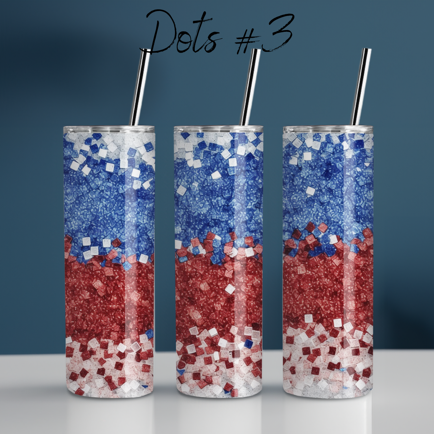 Red White & Blue Confetti Tumbler – Dots #3 Patriotic Cup for 4th of July & Summer