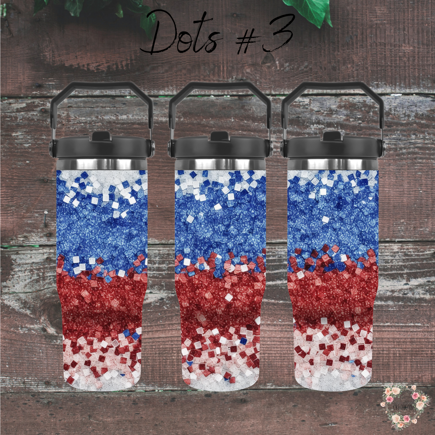Red White & Blue Confetti Tumbler – Dots #3 Patriotic Cup for 4th of July & Summer