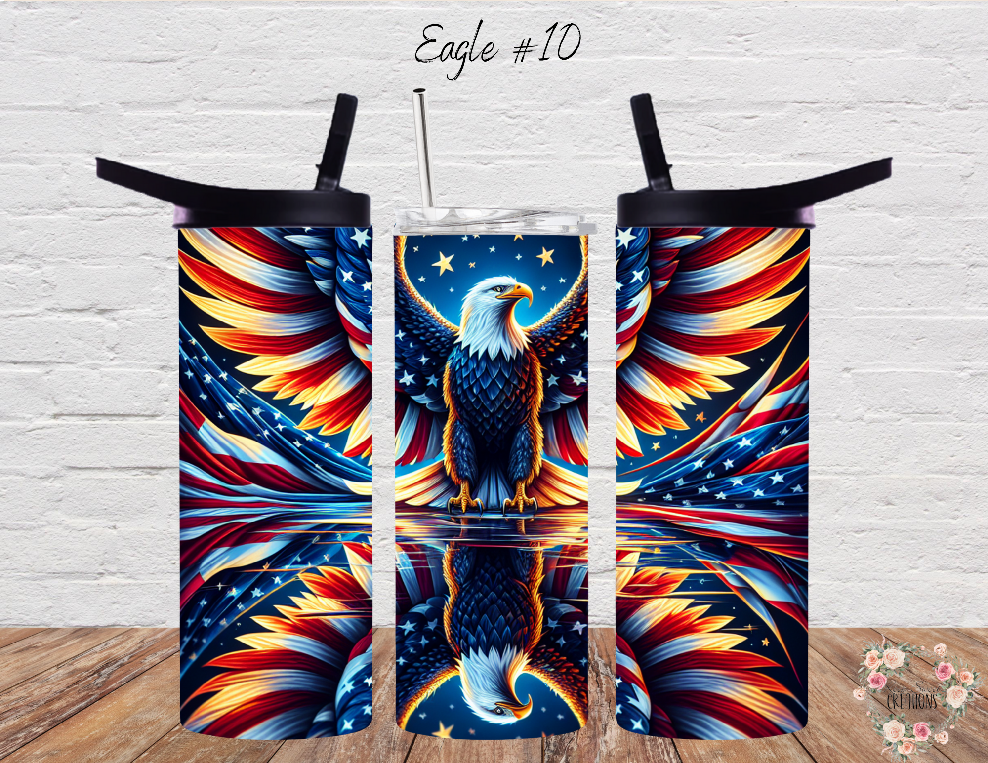  Dynamic and artistic eagle designs, featuring bold colors, abstract patterns, and patriotic elements. 