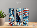  Dynamic and artistic eagle designs, featuring bold colors, abstract patterns, and patriotic elements. 