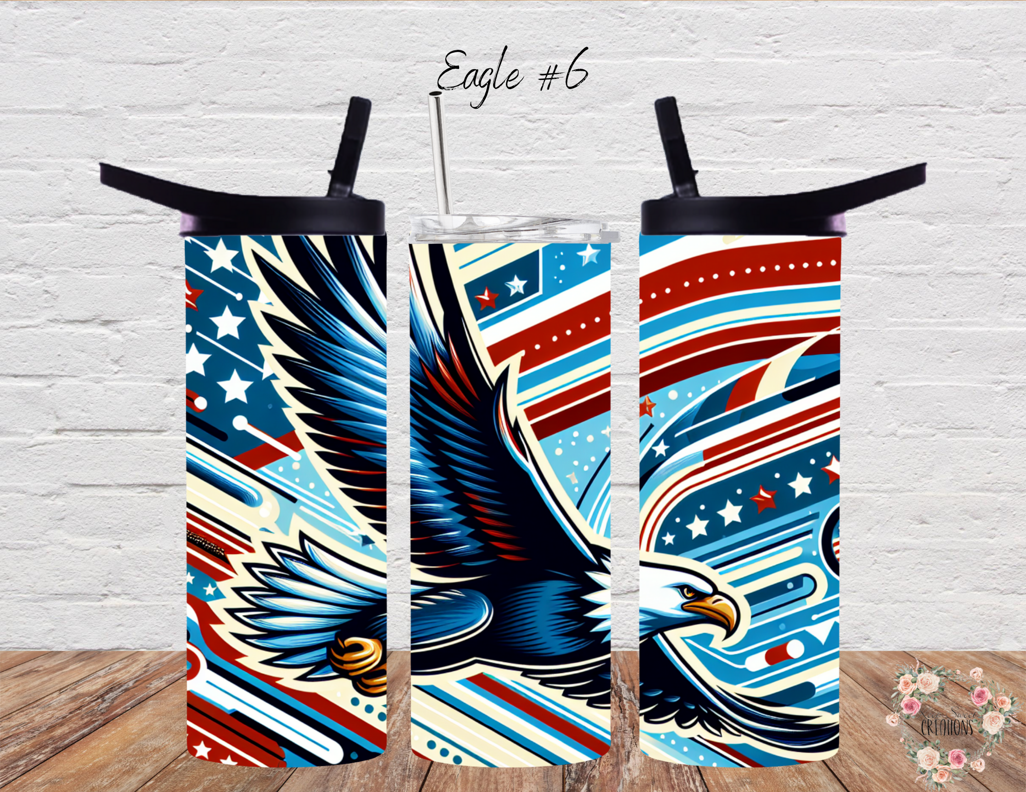  Dynamic and artistic eagle designs, featuring bold colors, abstract patterns, and patriotic elements. 