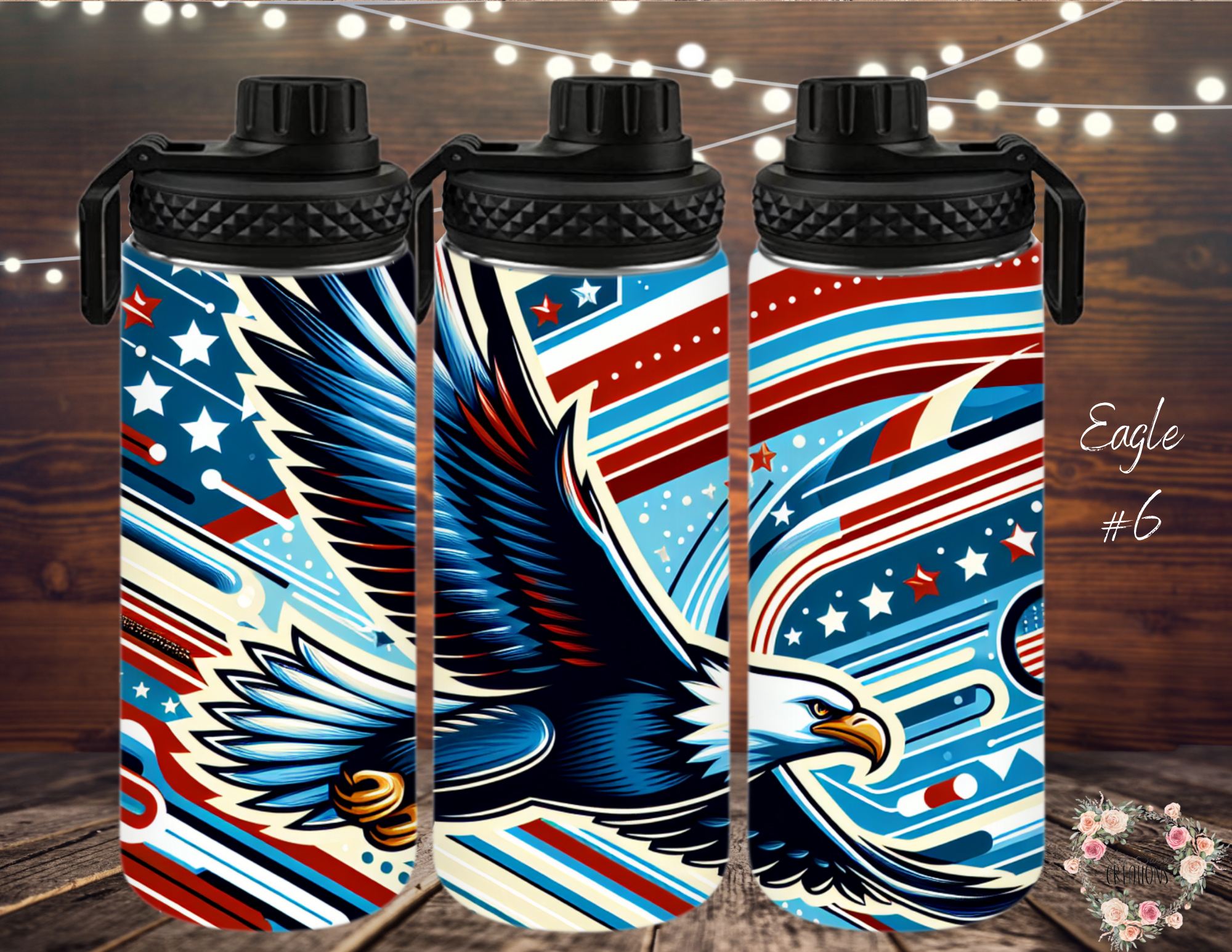  Dynamic and artistic eagle designs, featuring bold colors, abstract patterns, and patriotic elements. 