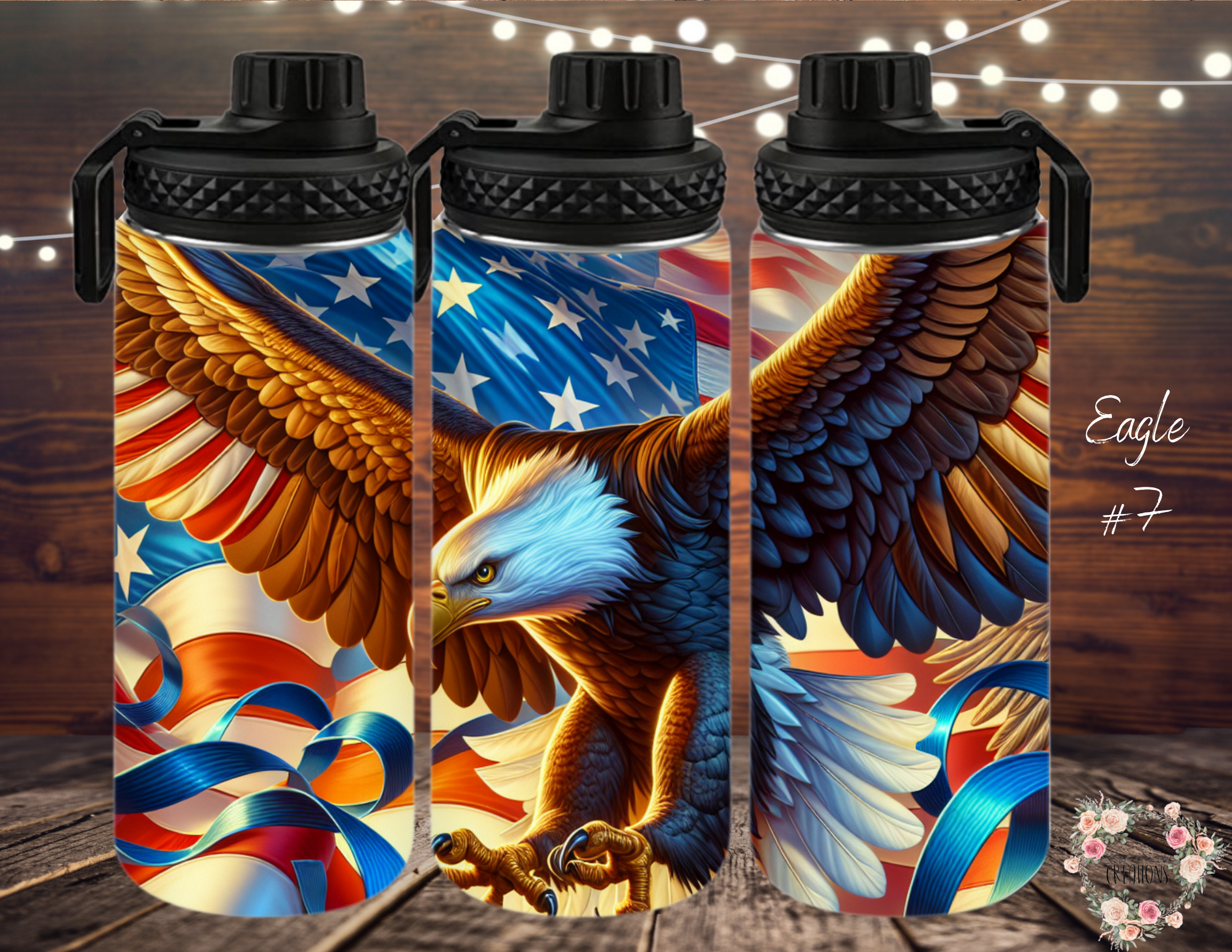  Dynamic and artistic eagle designs, featuring bold colors, abstract patterns, and patriotic elements. 