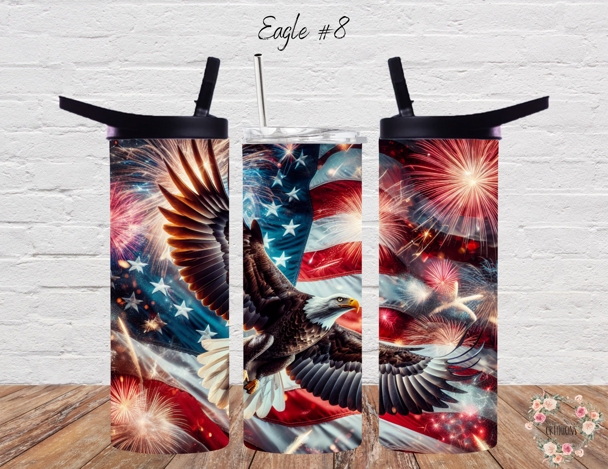  Dynamic and artistic eagle designs, featuring bold colors, abstract patterns, and patriotic elements. 