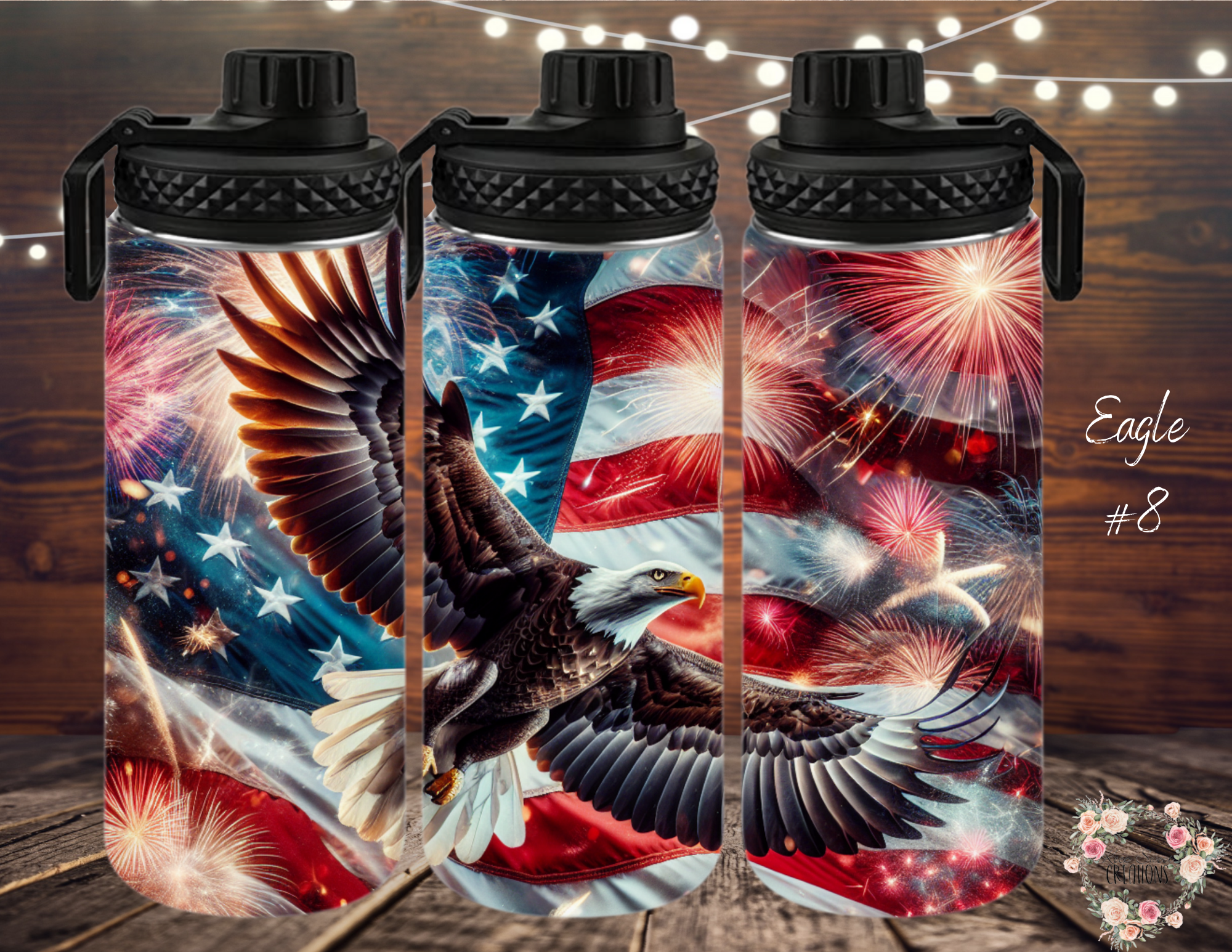  Dynamic and artistic eagle designs, featuring bold colors, abstract patterns, and patriotic elements. 