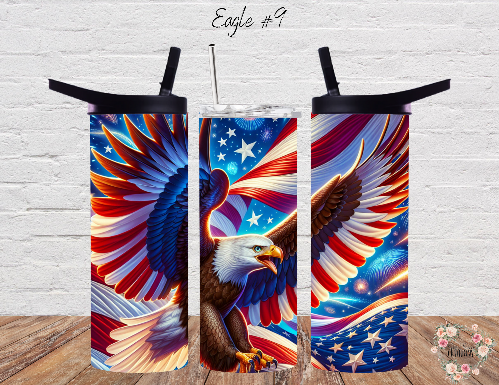 Dynamic and artistic eagle designs, featuring bold colors, abstract patterns, and patriotic elements. 