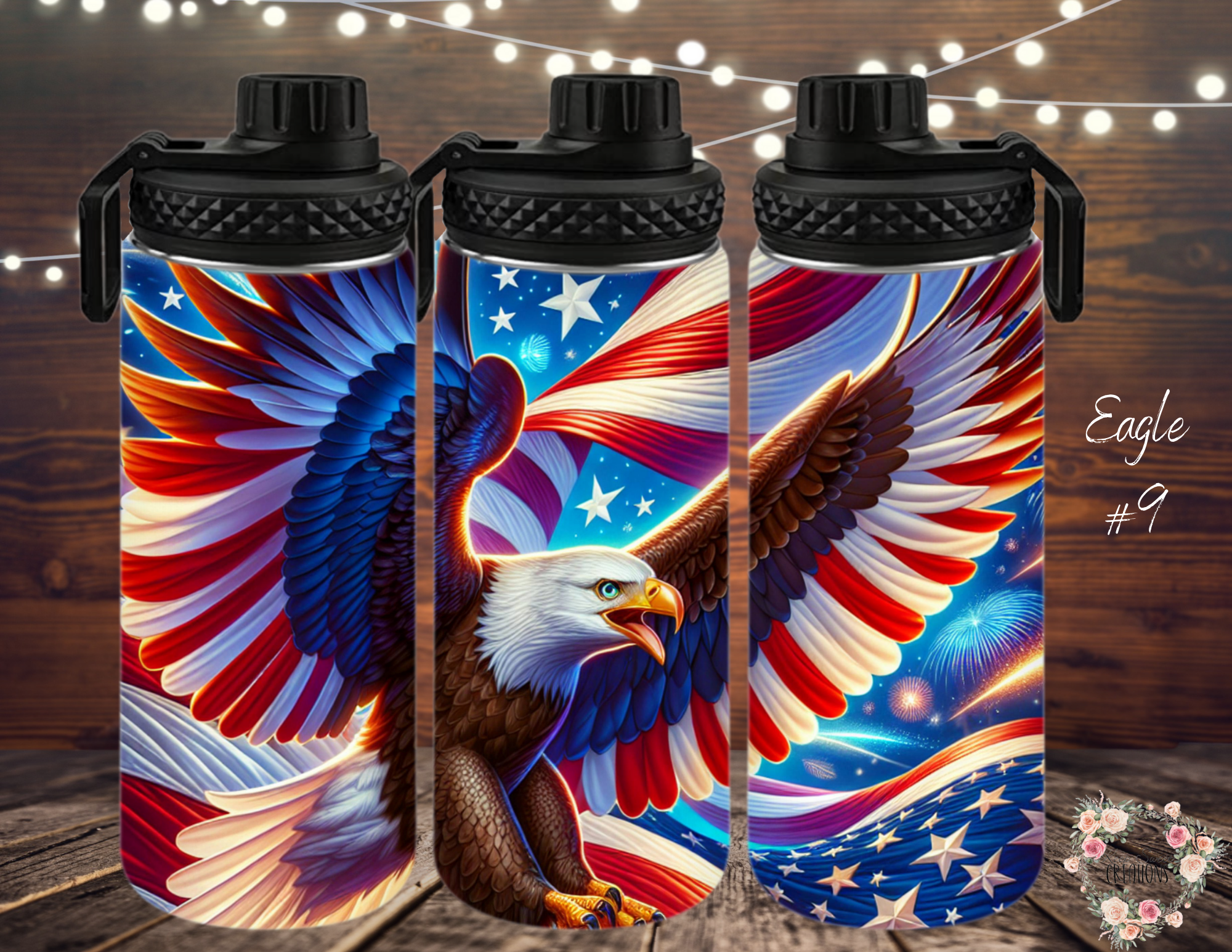  Dynamic and artistic eagle designs, featuring bold colors, abstract patterns, and patriotic elements. 