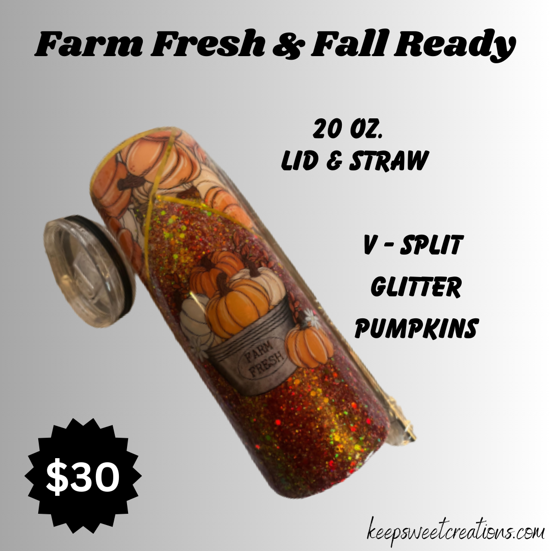 Farm Fresh Fall Ready Pumpkin Tumbler – V-Split Epoxy