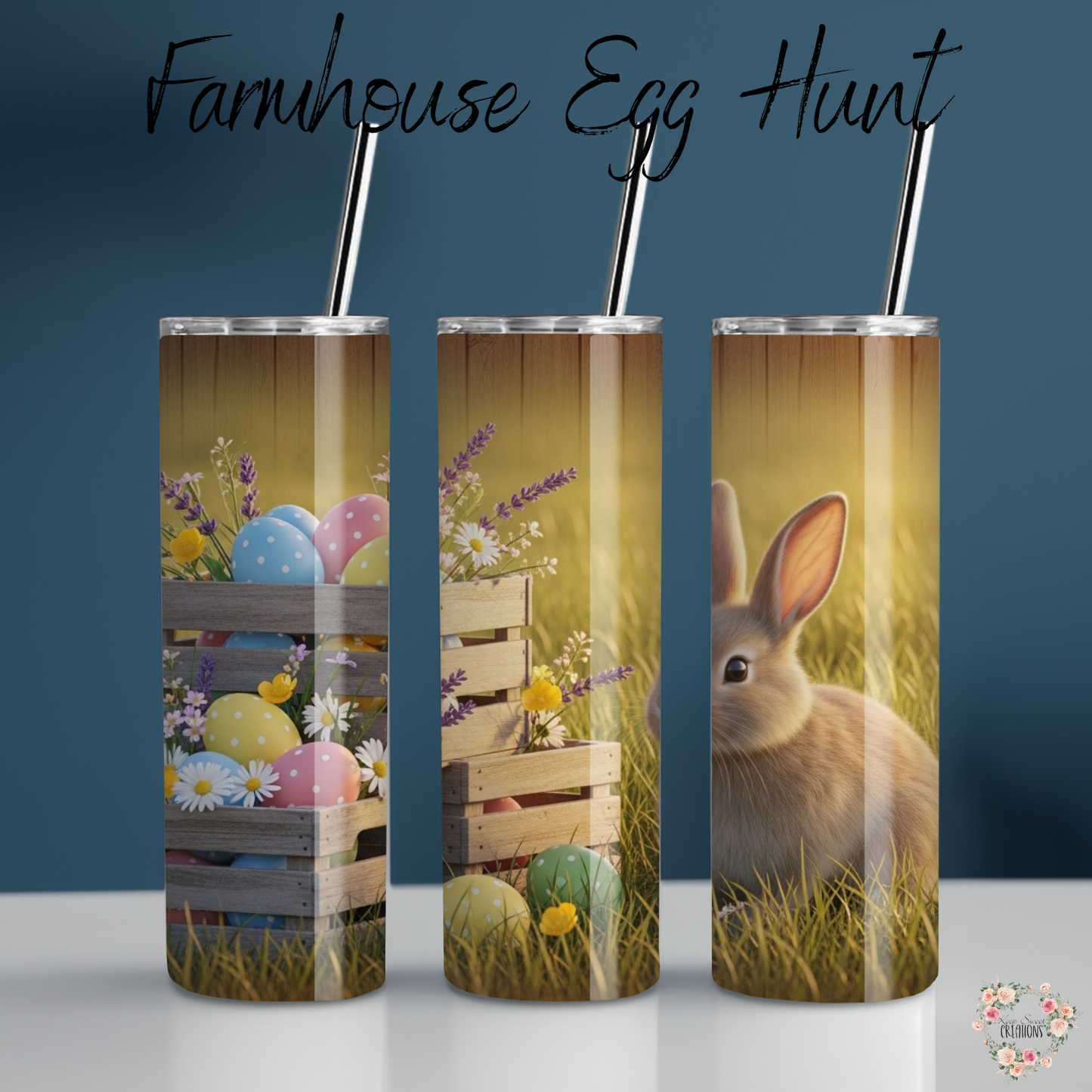 Farmhouse Egg Hunt Tumbler | Rustic Easter Bunny Cup (11–32 oz)