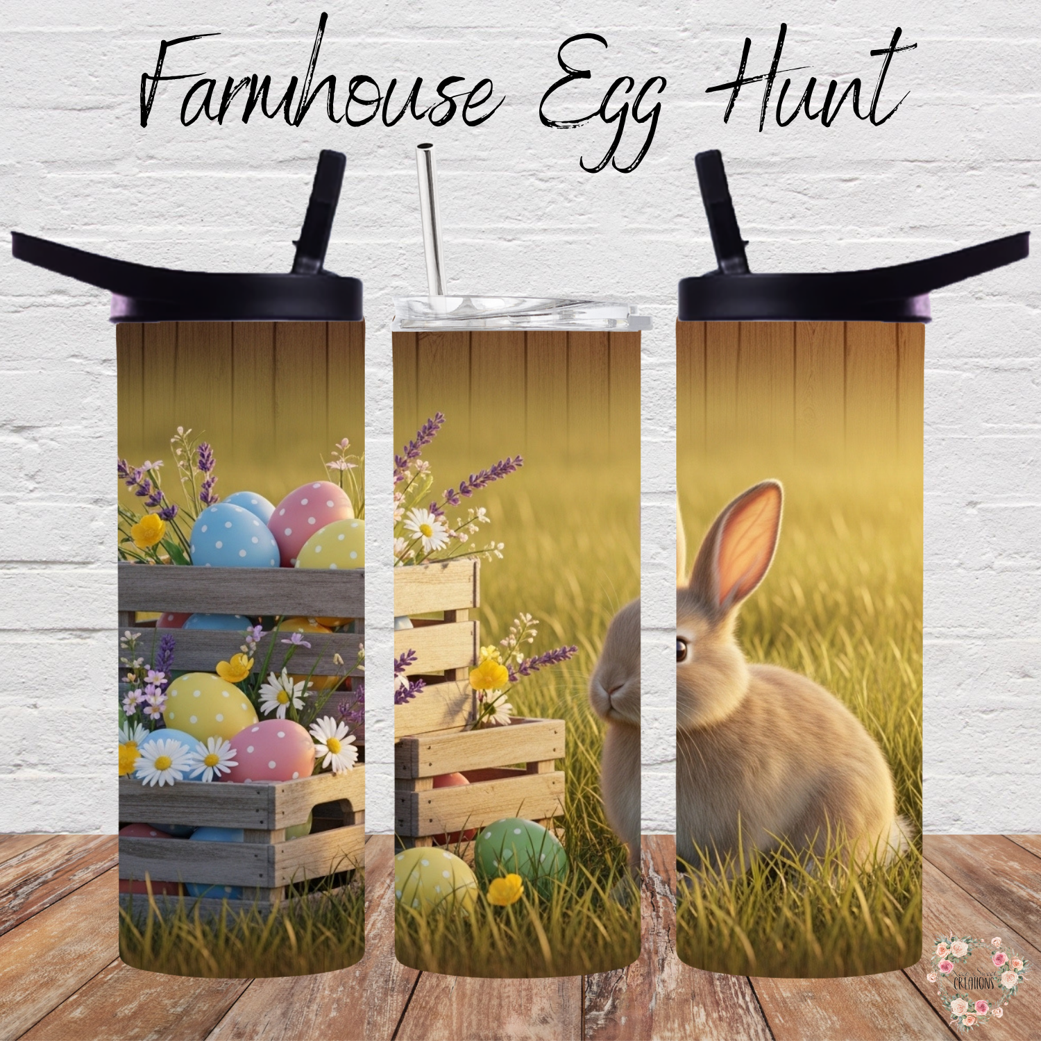Farmhouse Egg Hunt Tumbler | Rustic Easter Bunny Cup (11–32 oz)