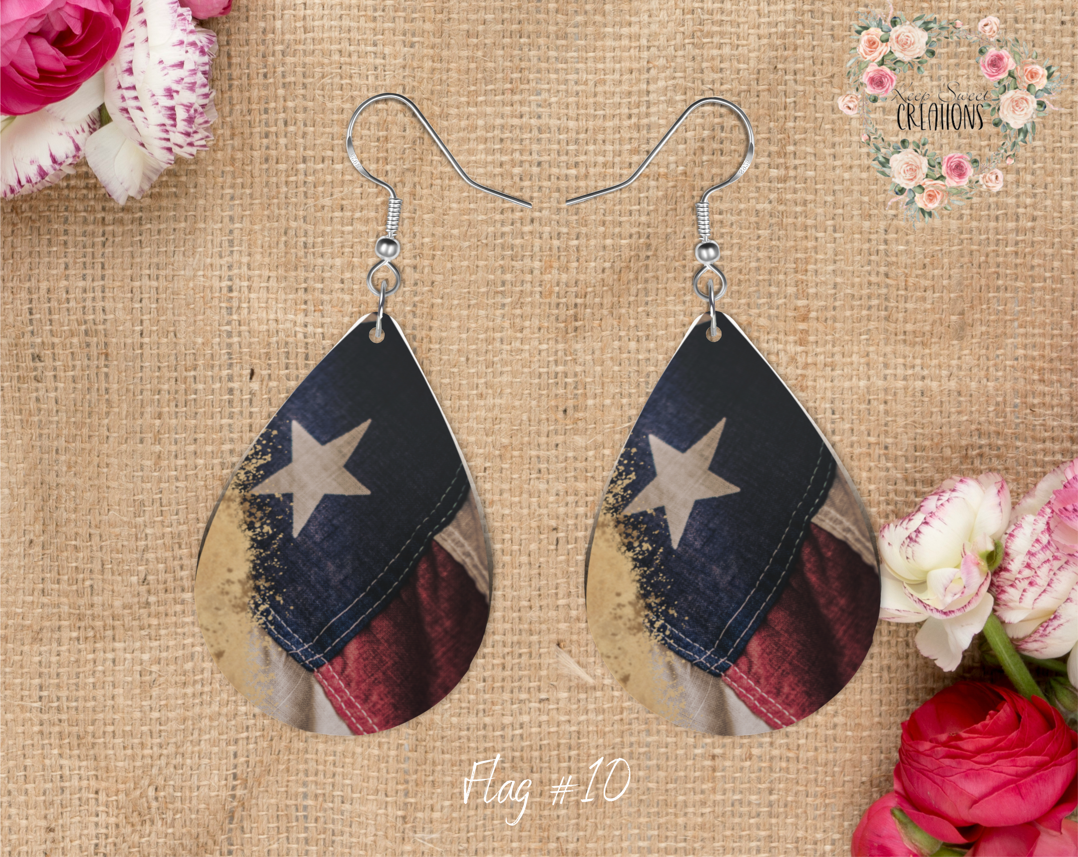 Patriotic Teardrop Earrings – American Flag Dangle Jewelry