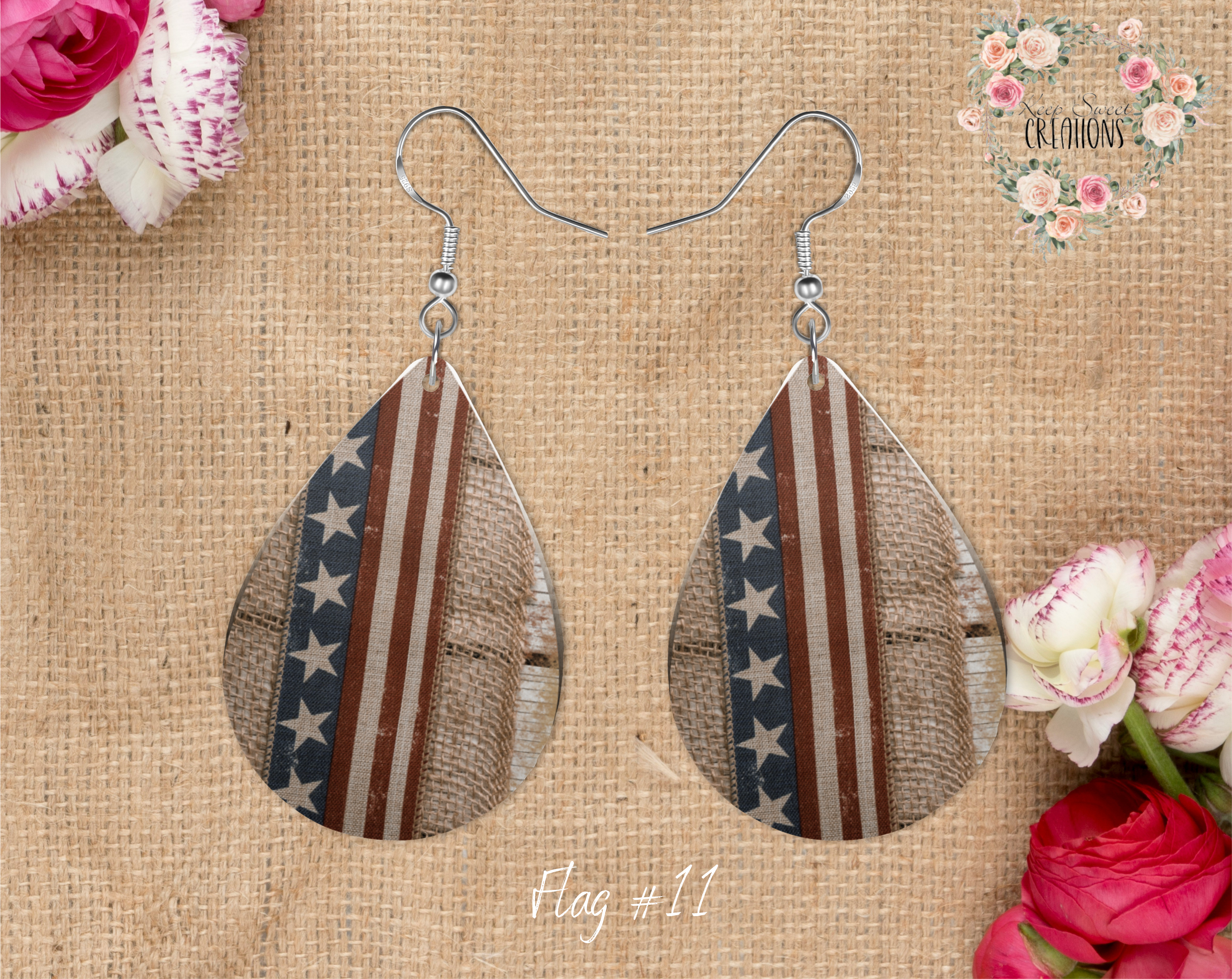 Patriotic Teardrop Earrings – American Flag Dangle Jewelry