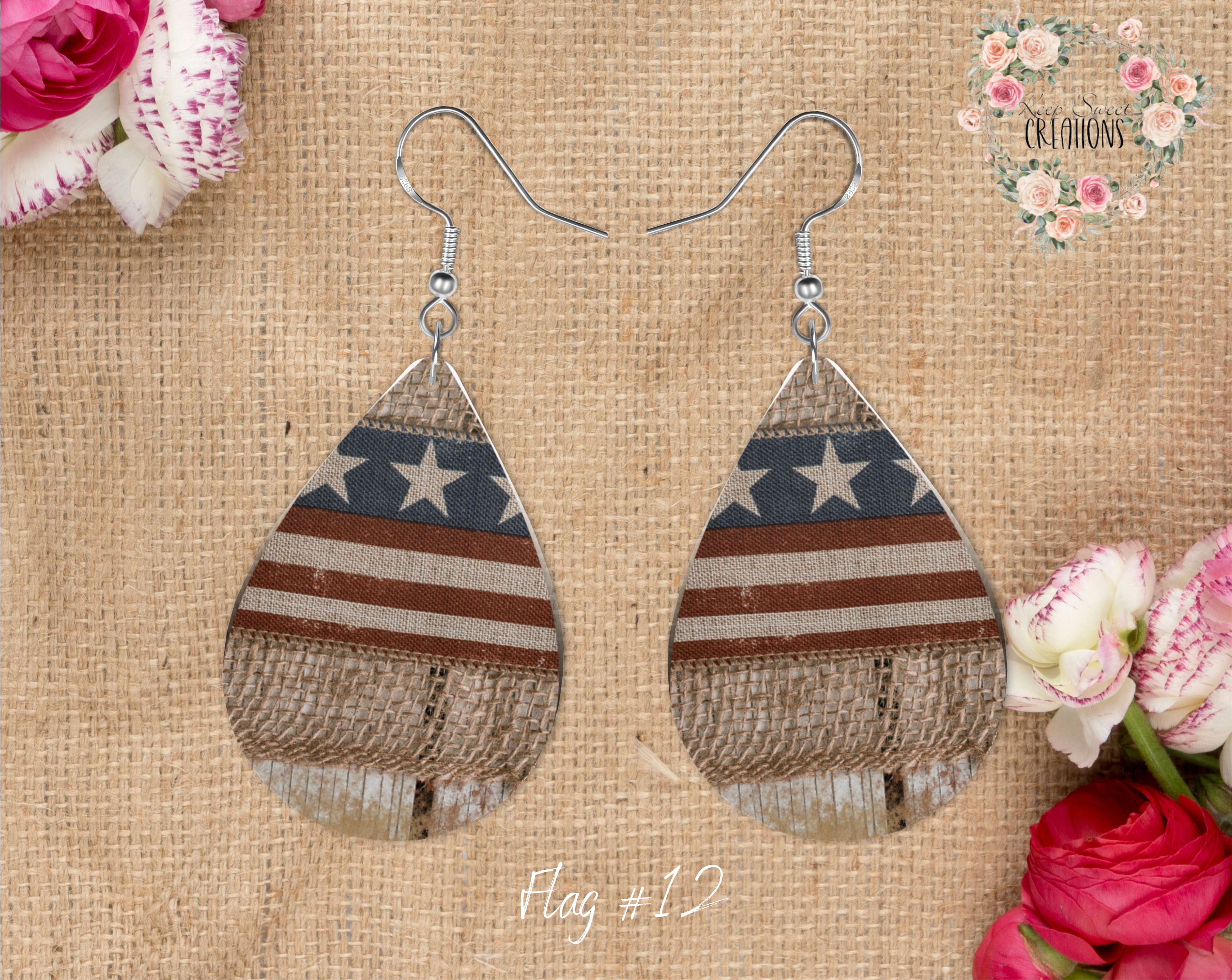 Patriotic Teardrop Earrings – American Flag Dangle Jewelry