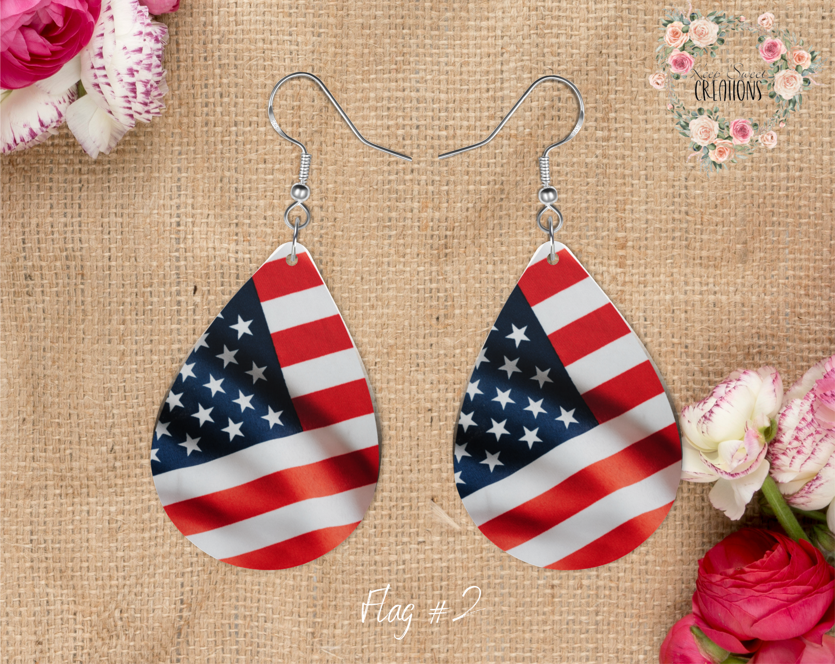 Patriotic Teardrop Earrings – American Flag Dangle Jewelry