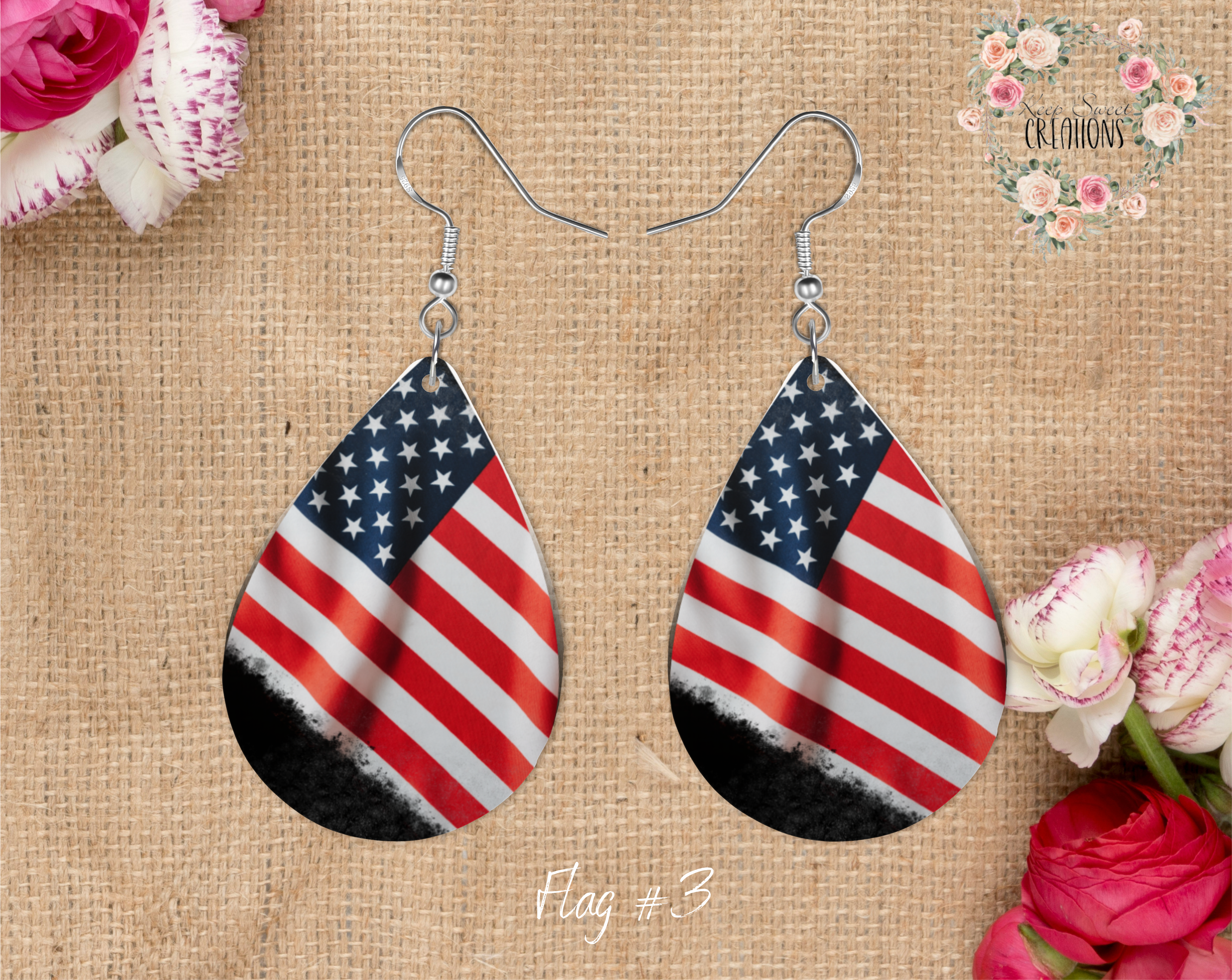 Patriotic Teardrop Earrings – American Flag Dangle Jewelry