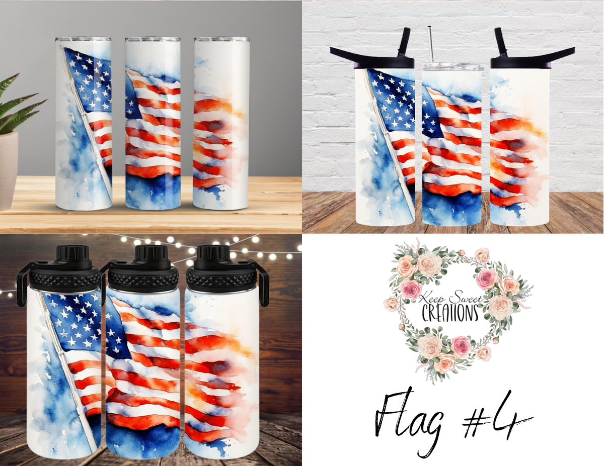 🤍 Flag #4 – A watercolor-style American flag, soft yet powerful in its patriotic beauty. ❤️💙