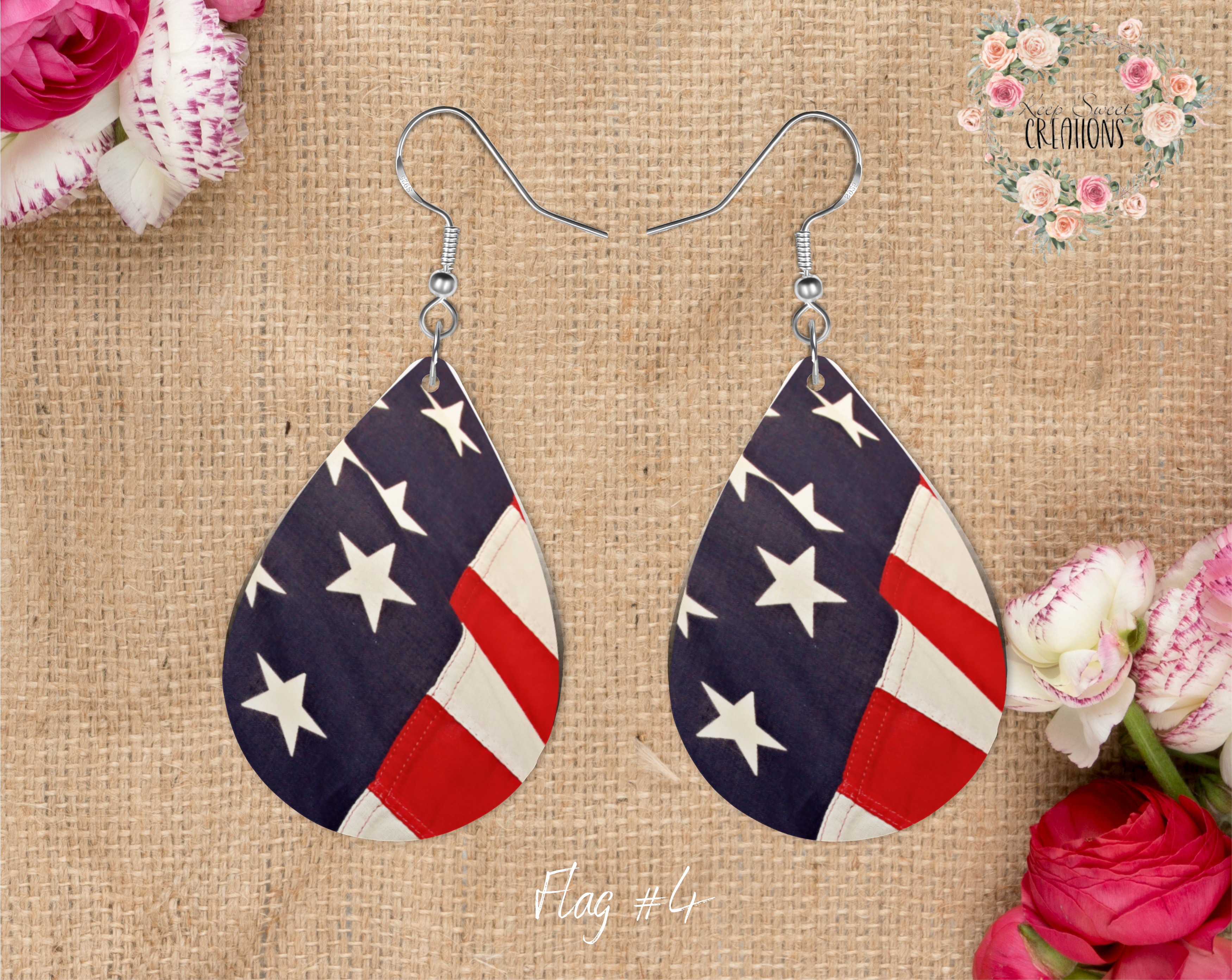 Patriotic Teardrop Earrings – American Flag Dangle Jewelry