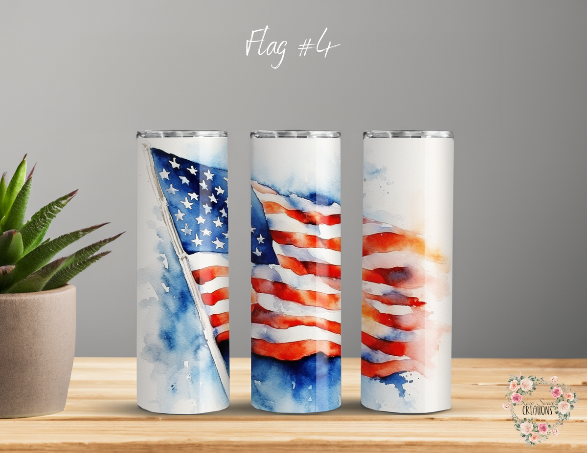 🤍 Flag #4 – A watercolor-style American flag, soft yet powerful in its patriotic beauty. ❤️💙