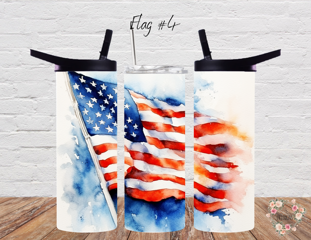 🤍 Flag #4 – A watercolor-style American flag, soft yet powerful in its patriotic beauty. ❤️💙