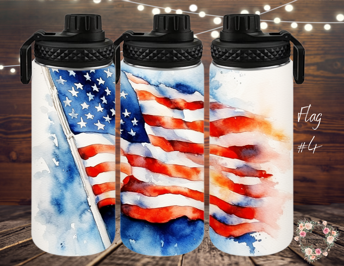 🤍 Flag #4 – A watercolor-style American flag, soft yet powerful in its patriotic beauty. ❤️💙