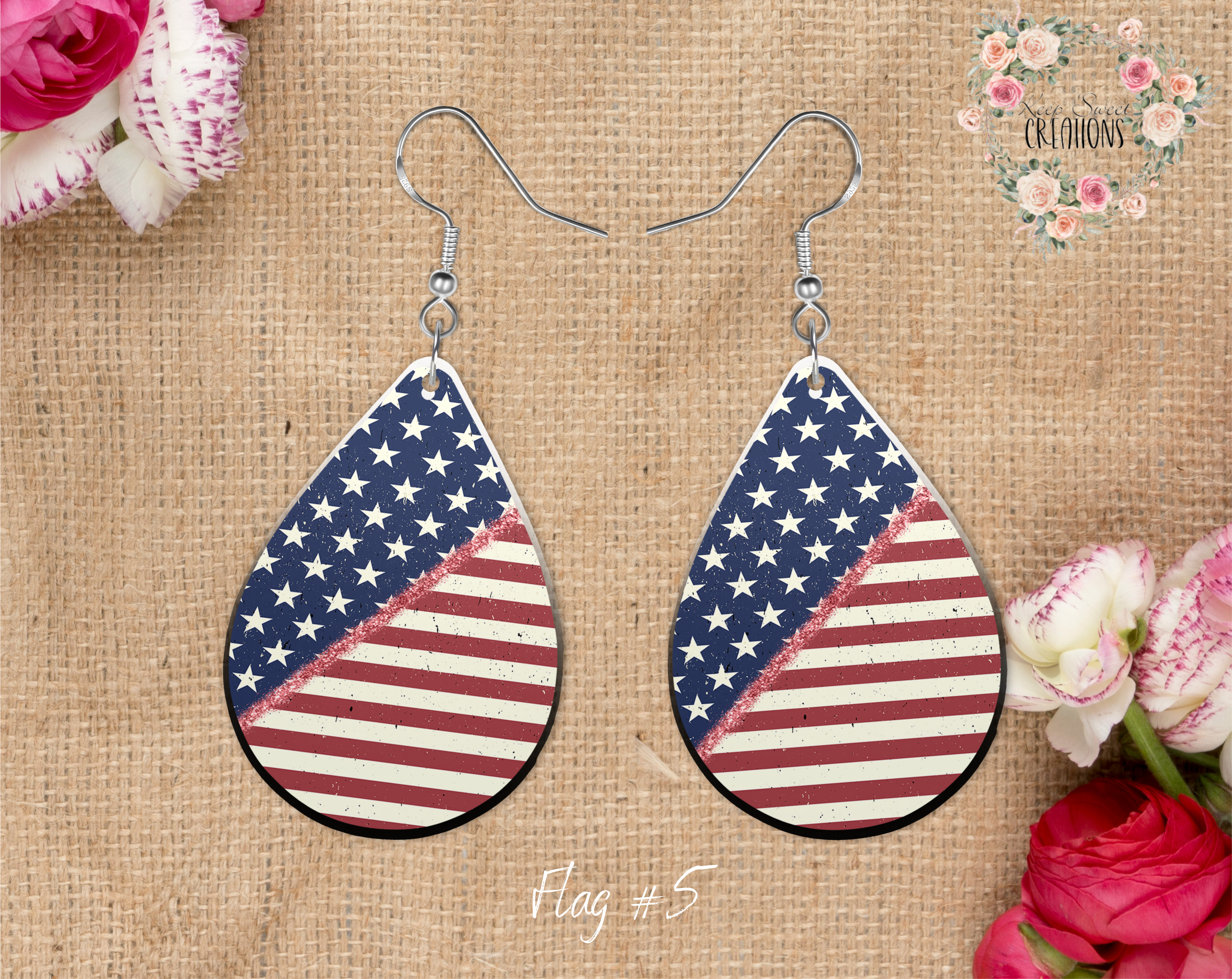 Patriotic Teardrop Earrings – American Flag Dangle Jewelry