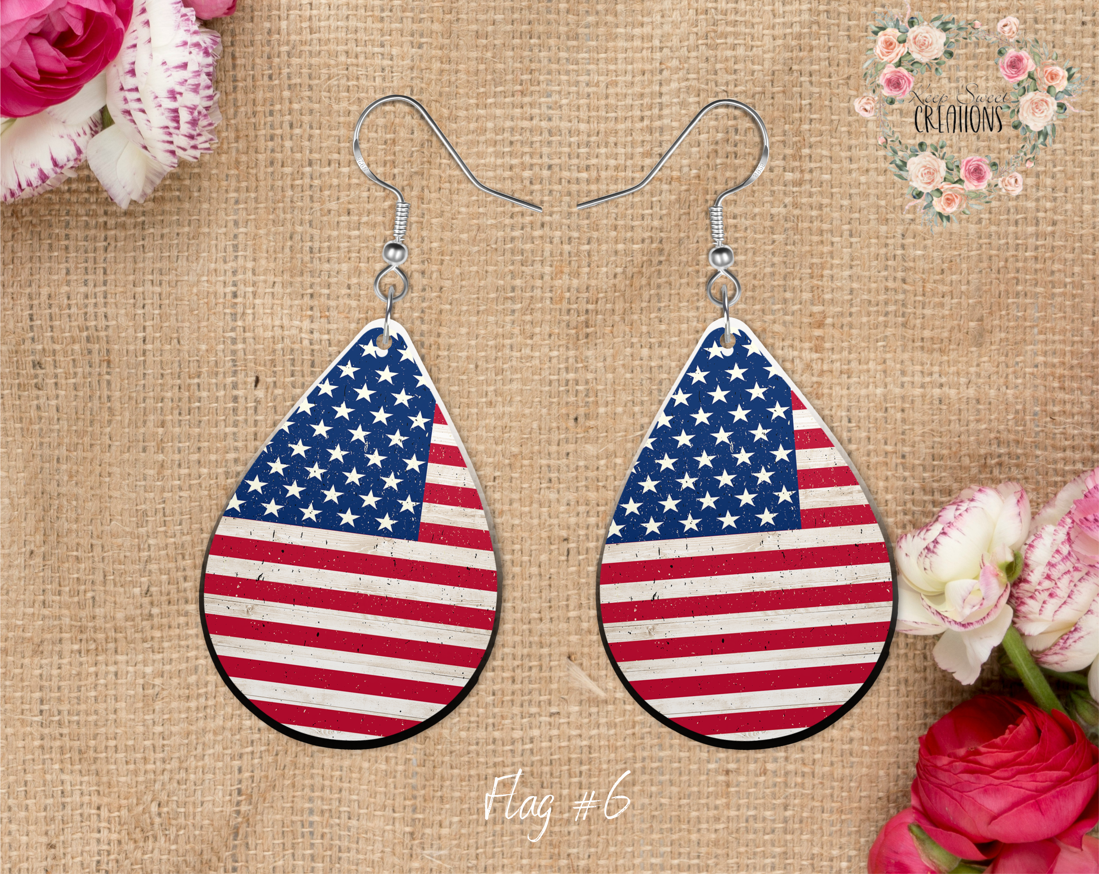 Patriotic Teardrop Earrings – American Flag Dangle Jewelry