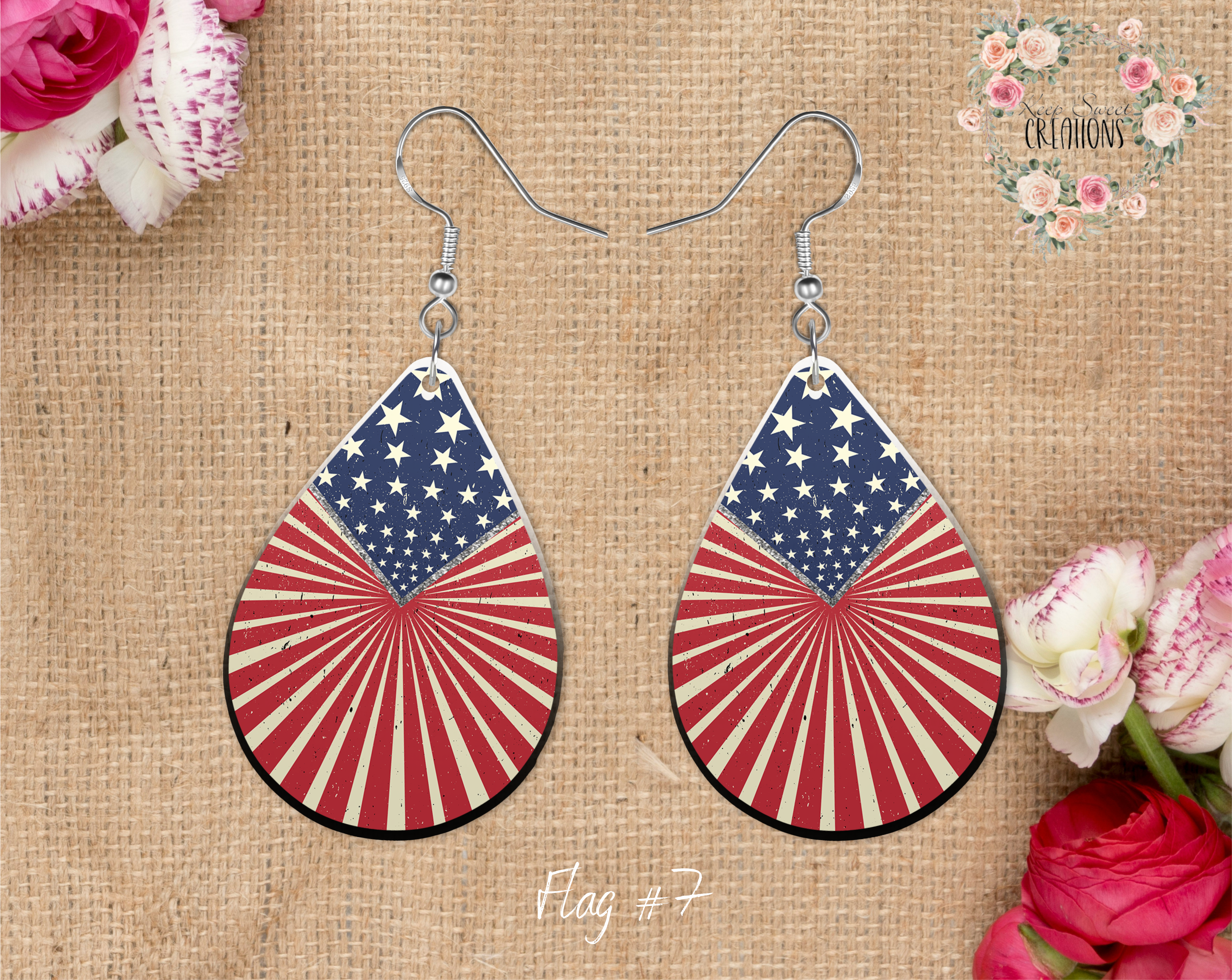 Patriotic Teardrop Earrings – American Flag Dangle Jewelry