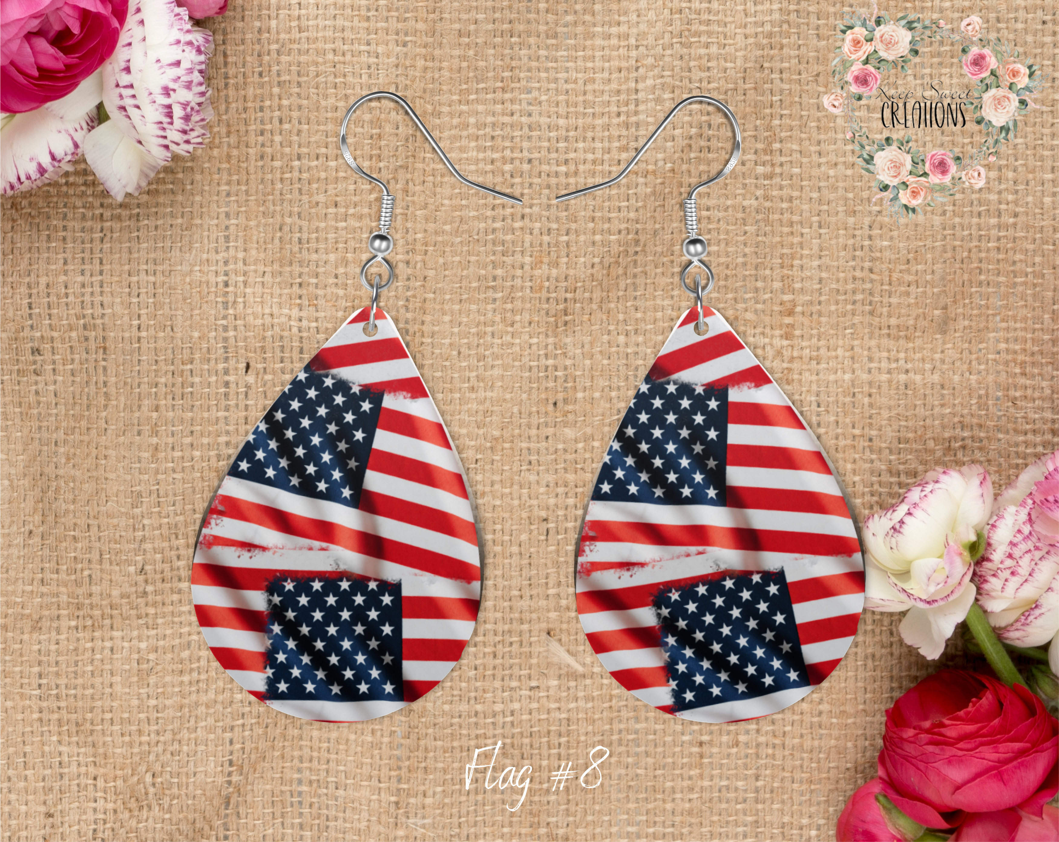 Patriotic Teardrop Earrings – American Flag Dangle Jewelry