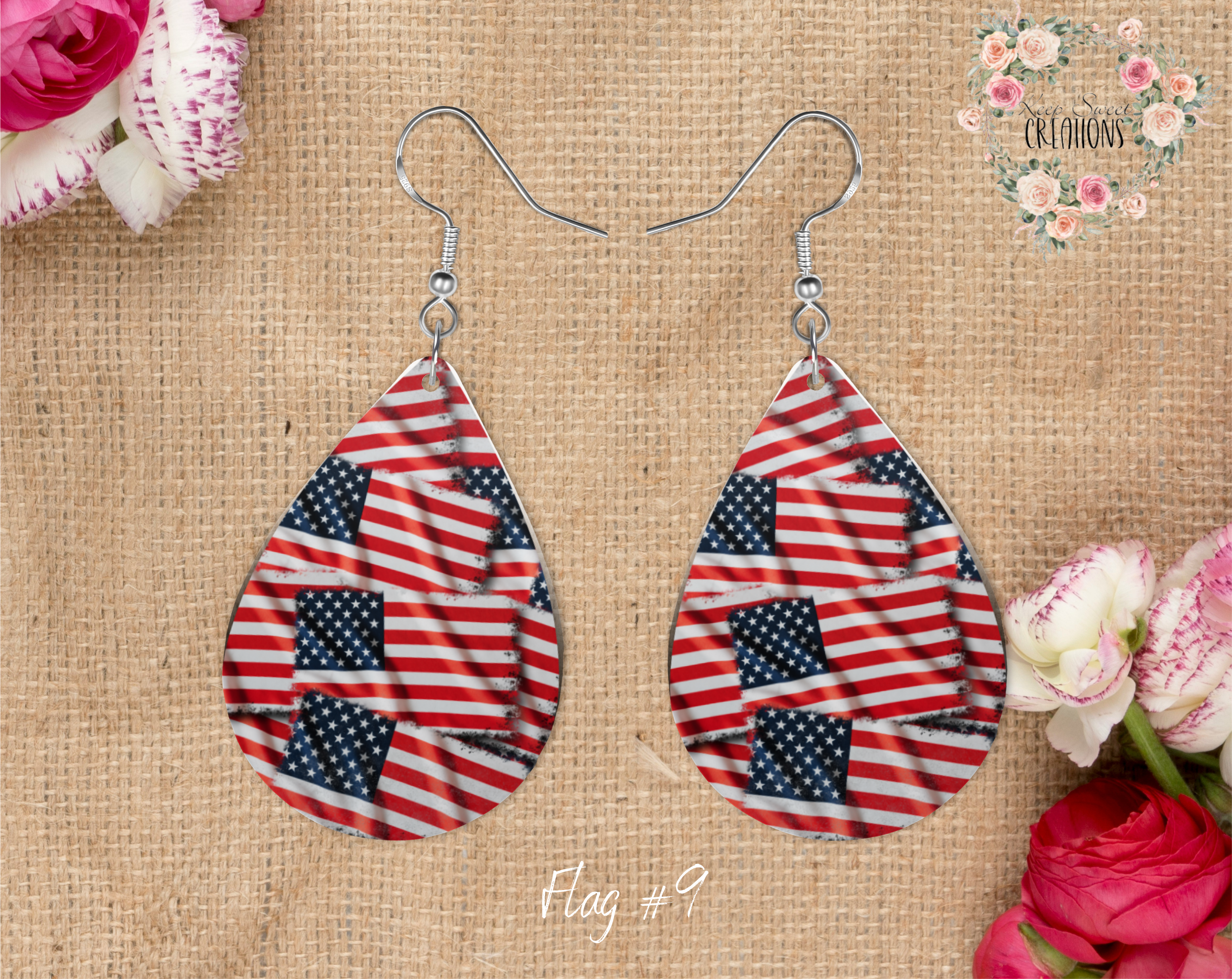 Patriotic Teardrop Earrings – American Flag Dangle Jewelry