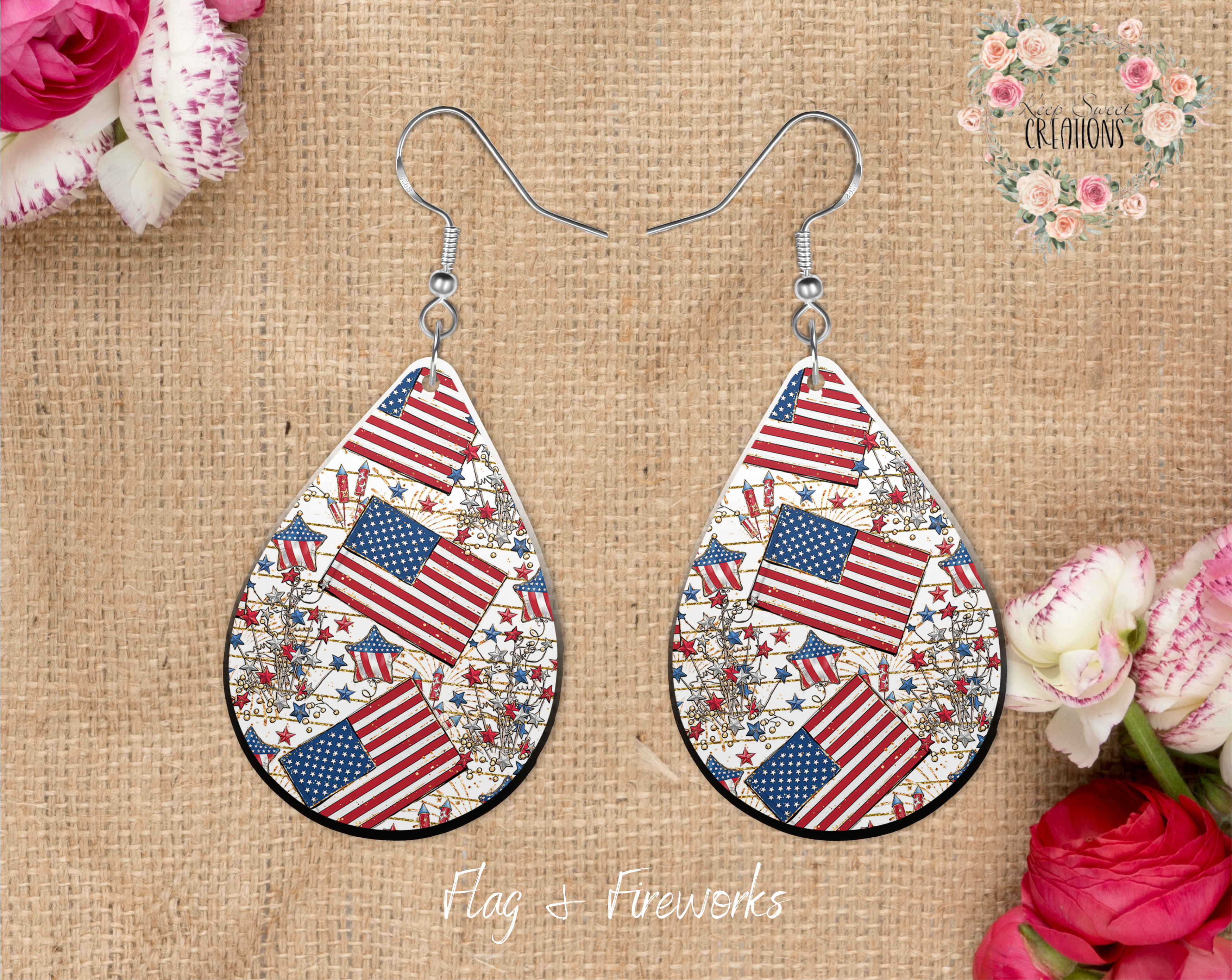 Patriotic Teardrop Earrings – American Flag Dangle Jewelry