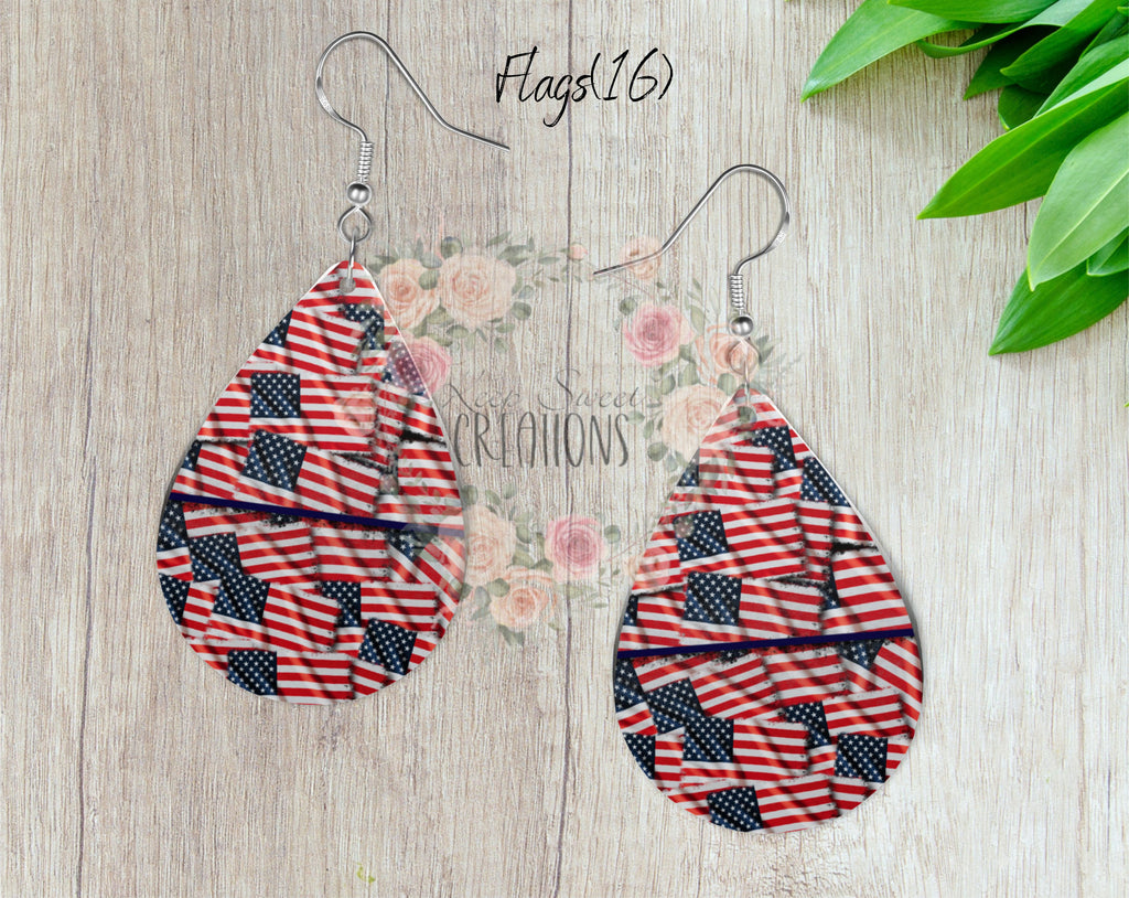Teardrop Earrings – Stylish Sublimation Dangle Jewelry (Multiple Designs)
