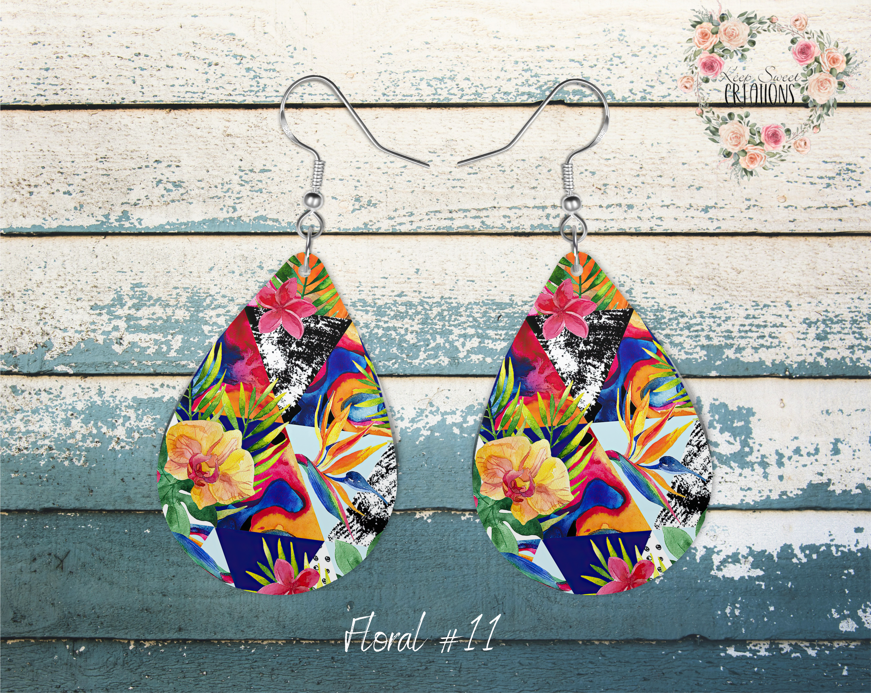 Elegant Floral Teardrop Earrings – Nature-Inspired Dangle Jewelry