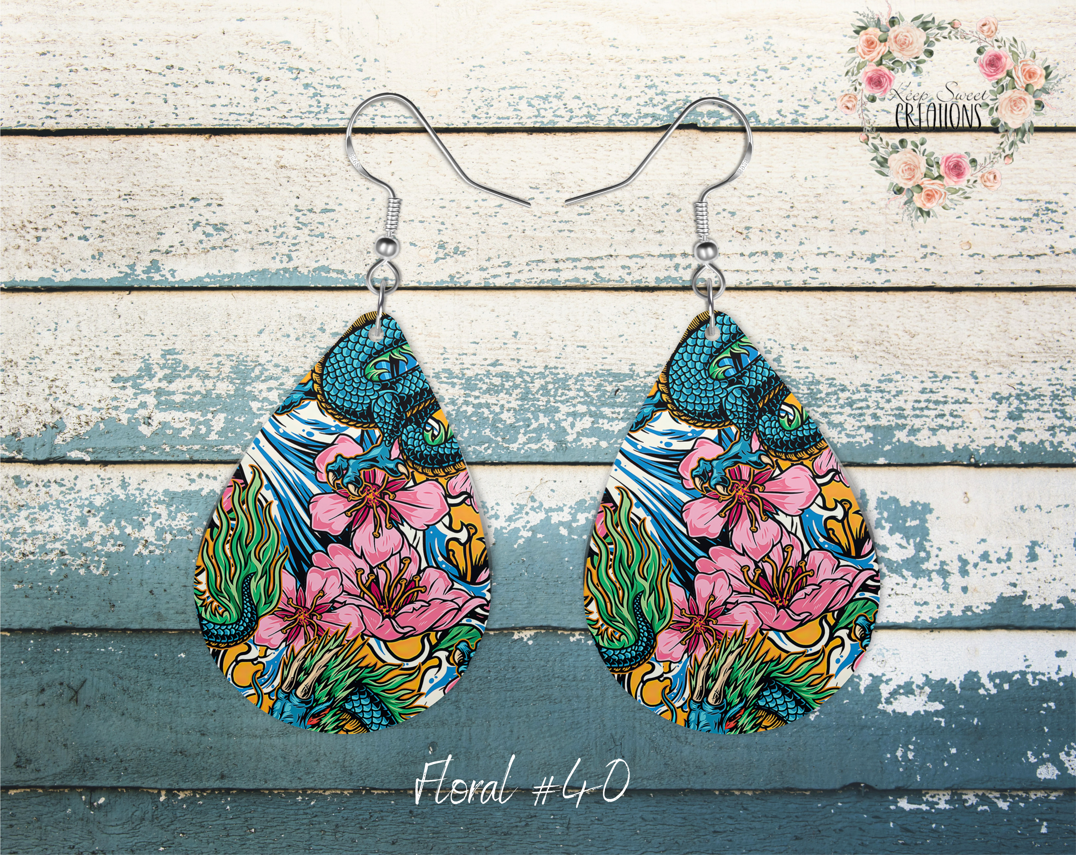 Elegant Floral Teardrop Earrings – Nature-Inspired Dangle Jewelry