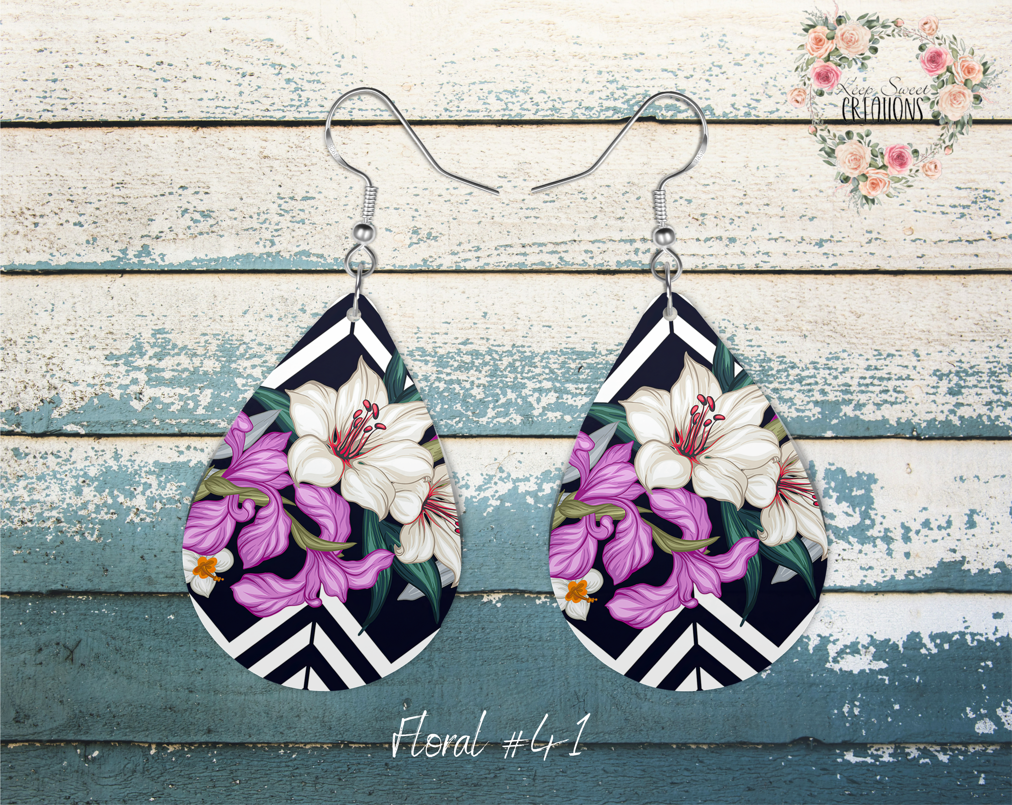 Elegant Floral Teardrop Earrings – Nature-Inspired Dangle Jewelry