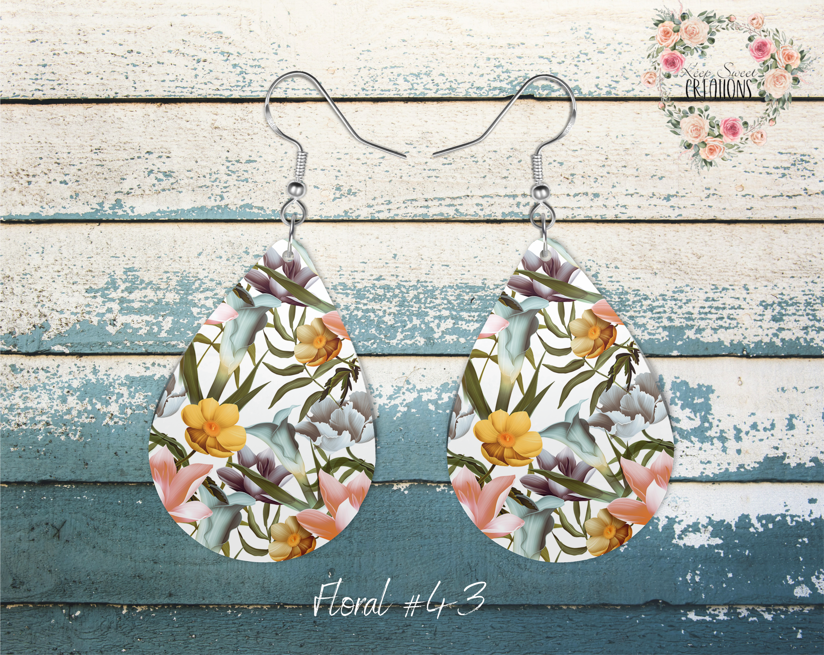 Elegant Floral Teardrop Earrings – Nature-Inspired Dangle Jewelry