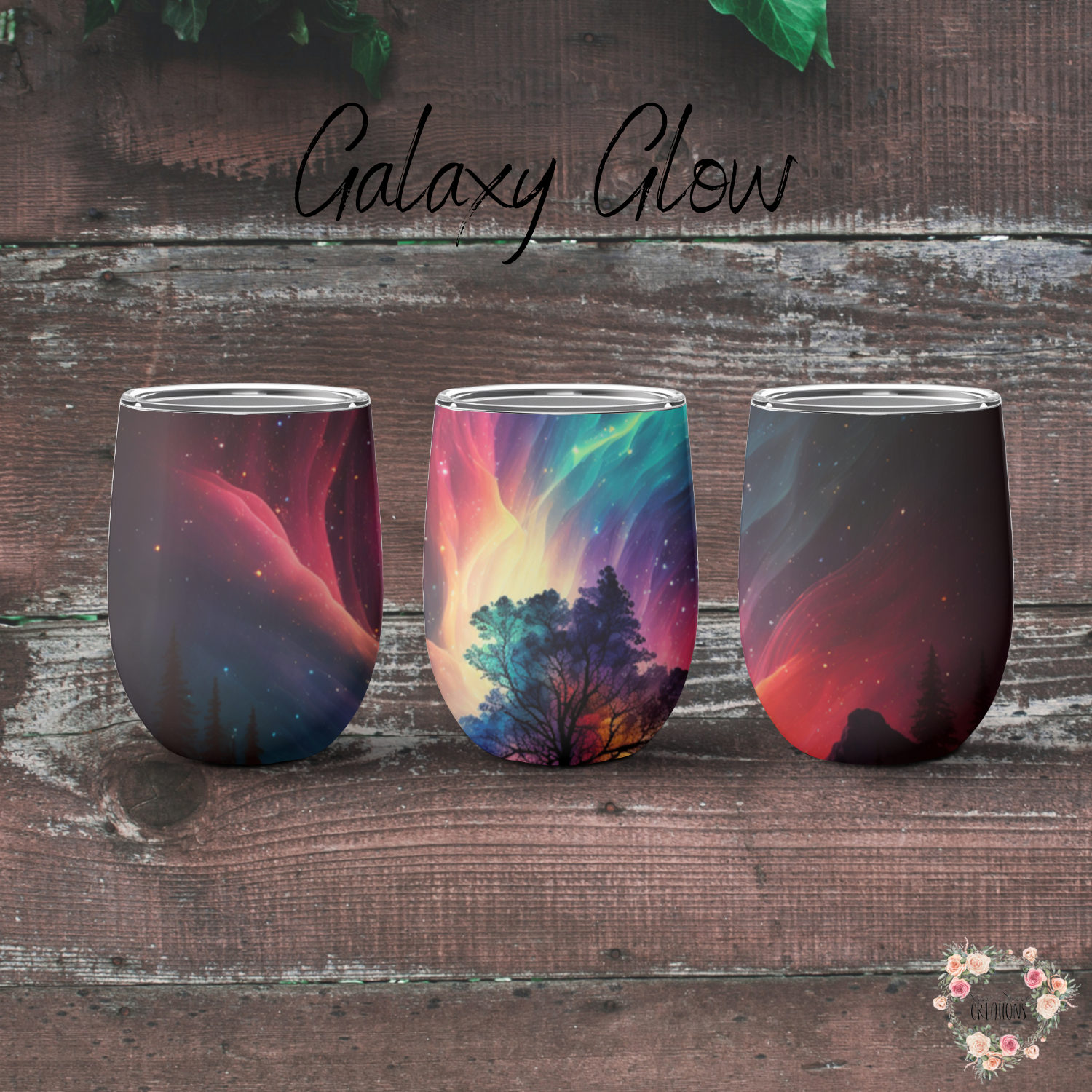 Northern Lights Galaxy Glow tumbler with aurora borealis design – celestial drinkware