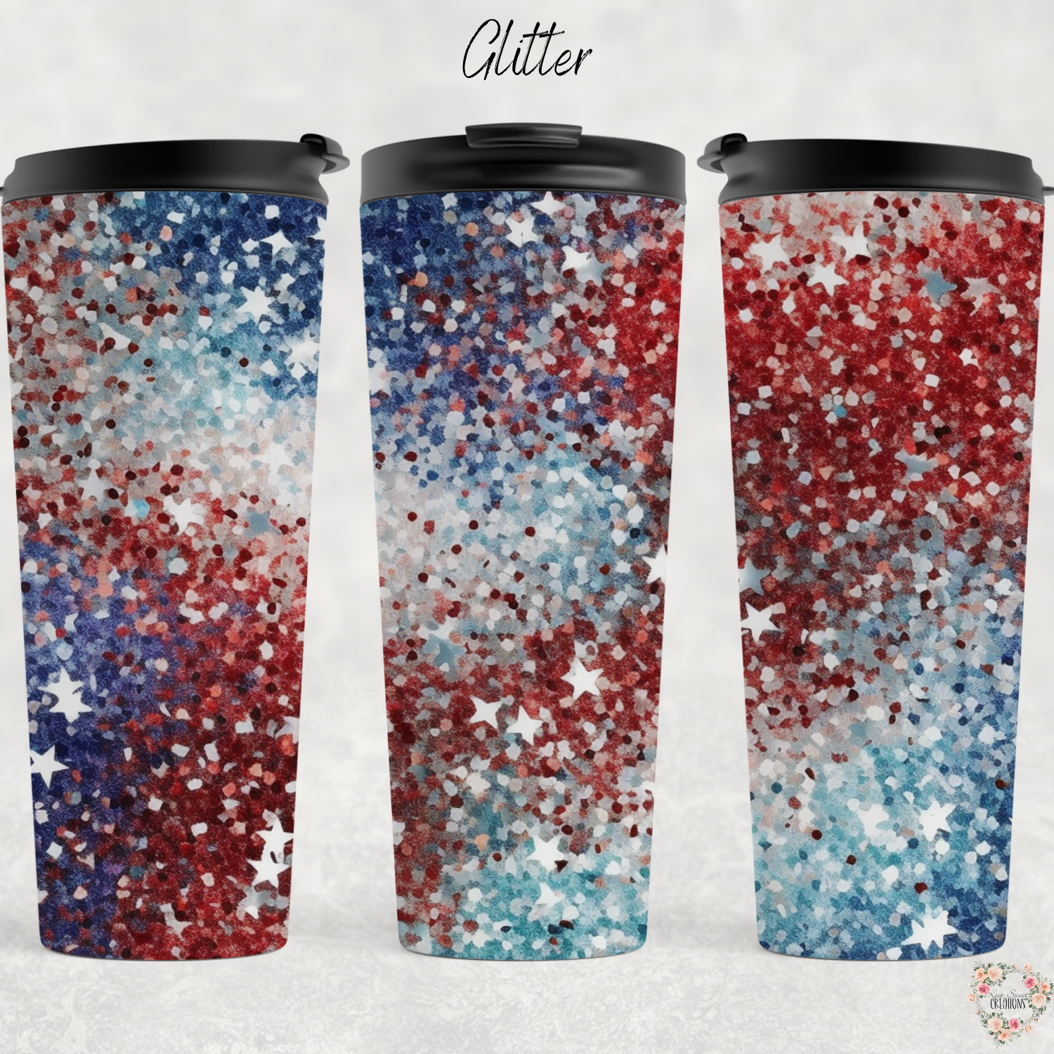 Glitter Tumbler – Red White & Blue Firework Cup | Patriotic Drinkware