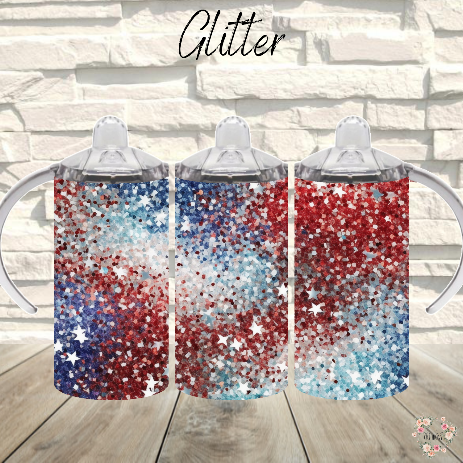 Glitter Tumbler – Red White & Blue Firework Cup | Patriotic Drinkware
