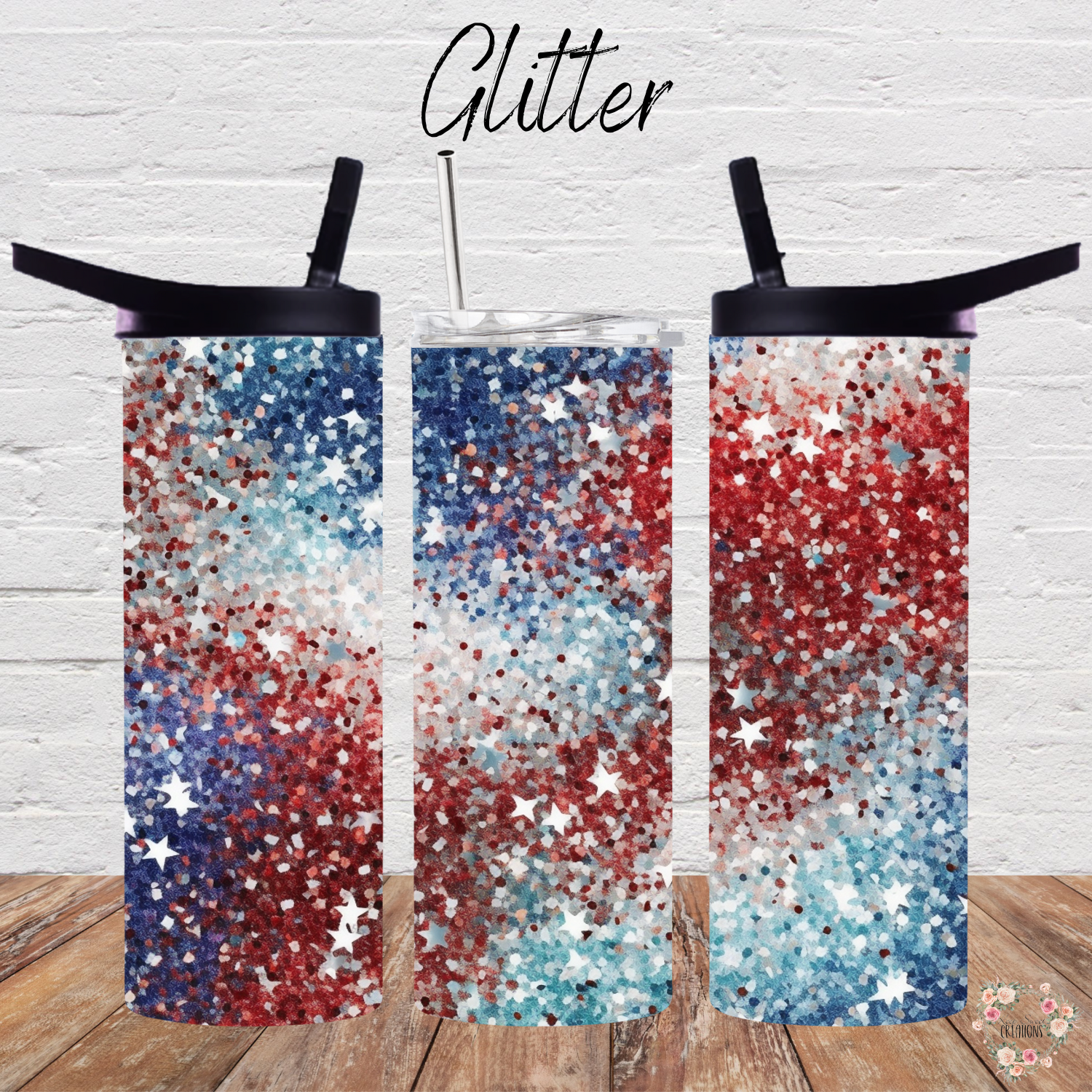 Glitter Tumbler – Red White & Blue Firework Cup | Patriotic Drinkware