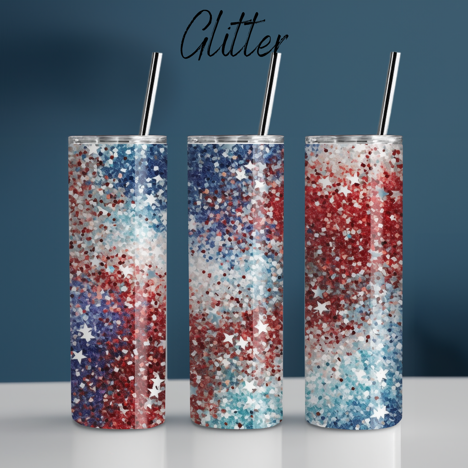 Glitter Tumbler – Red White & Blue Firework Cup | Patriotic Drinkware