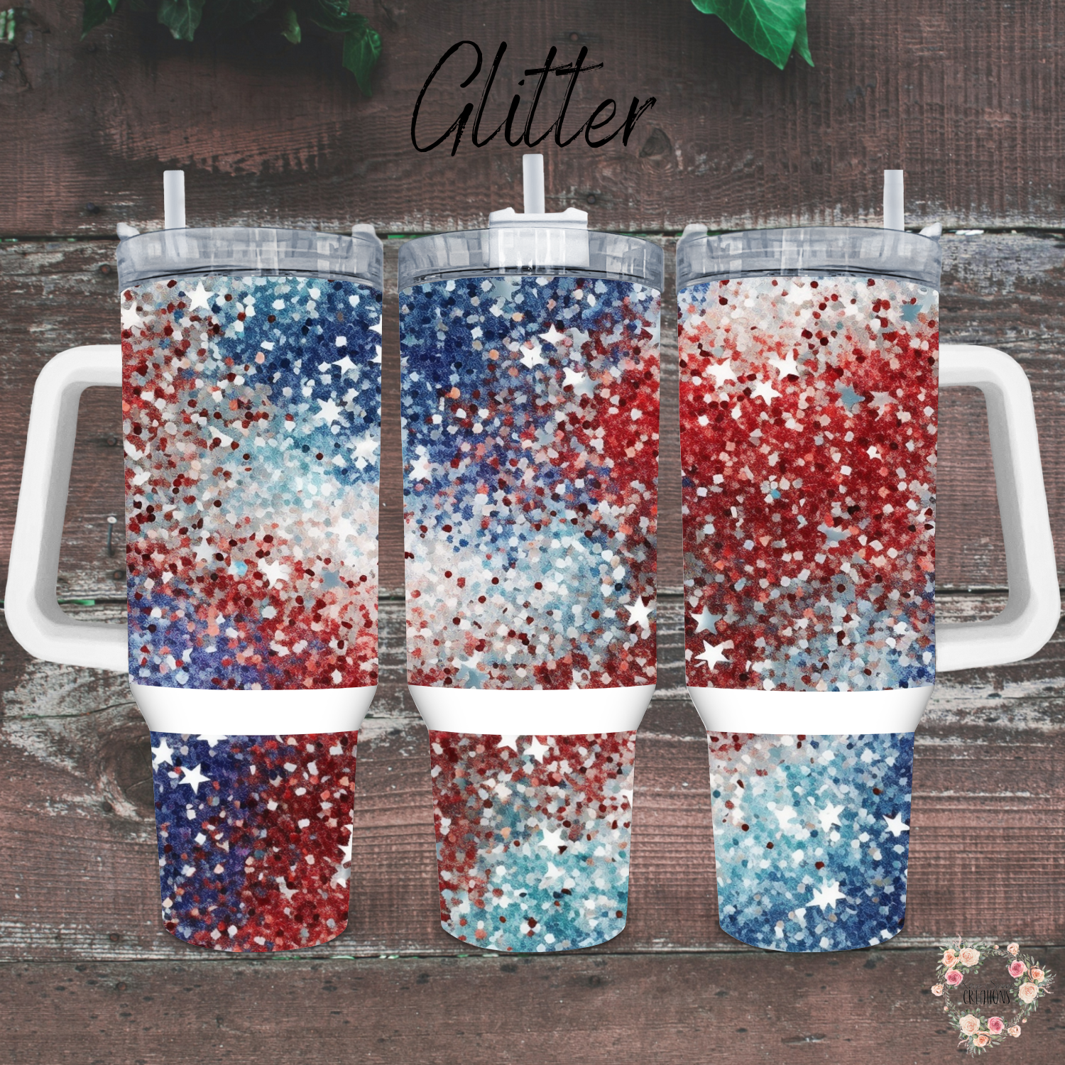 Glitter Tumbler – Red White & Blue Firework Cup | Patriotic Drinkware