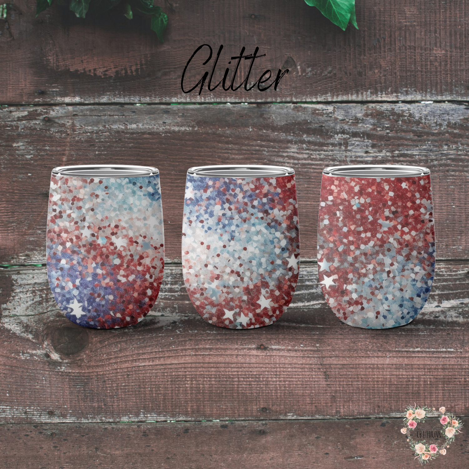 Glitter Tumbler – Red White & Blue Firework Cup | Patriotic Drinkware